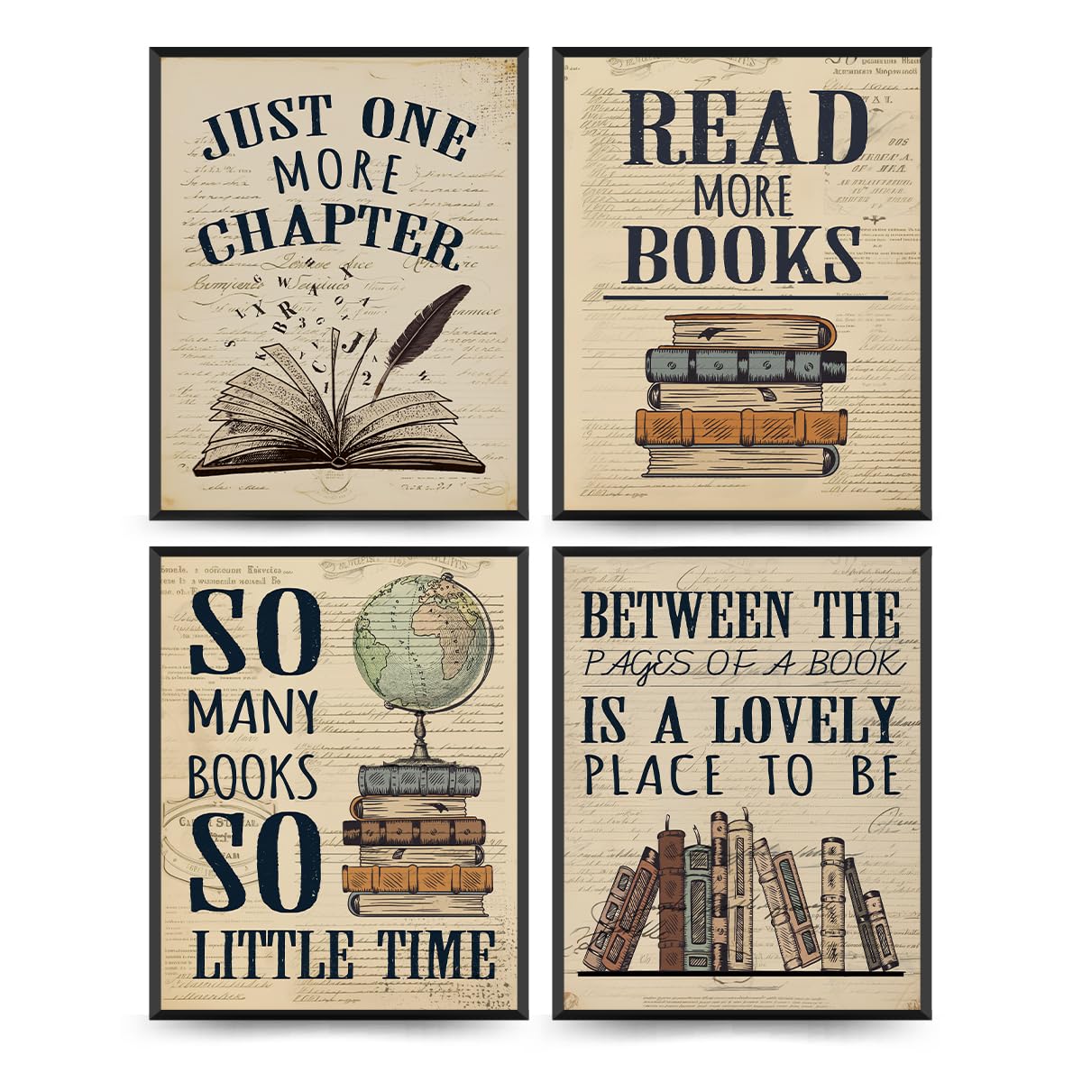 Plkmn Reading Posters For Library 8X10, Classroom Decor, Library Decor, Book Club Decorations, Book Lovers Gifts, Retro Vintage