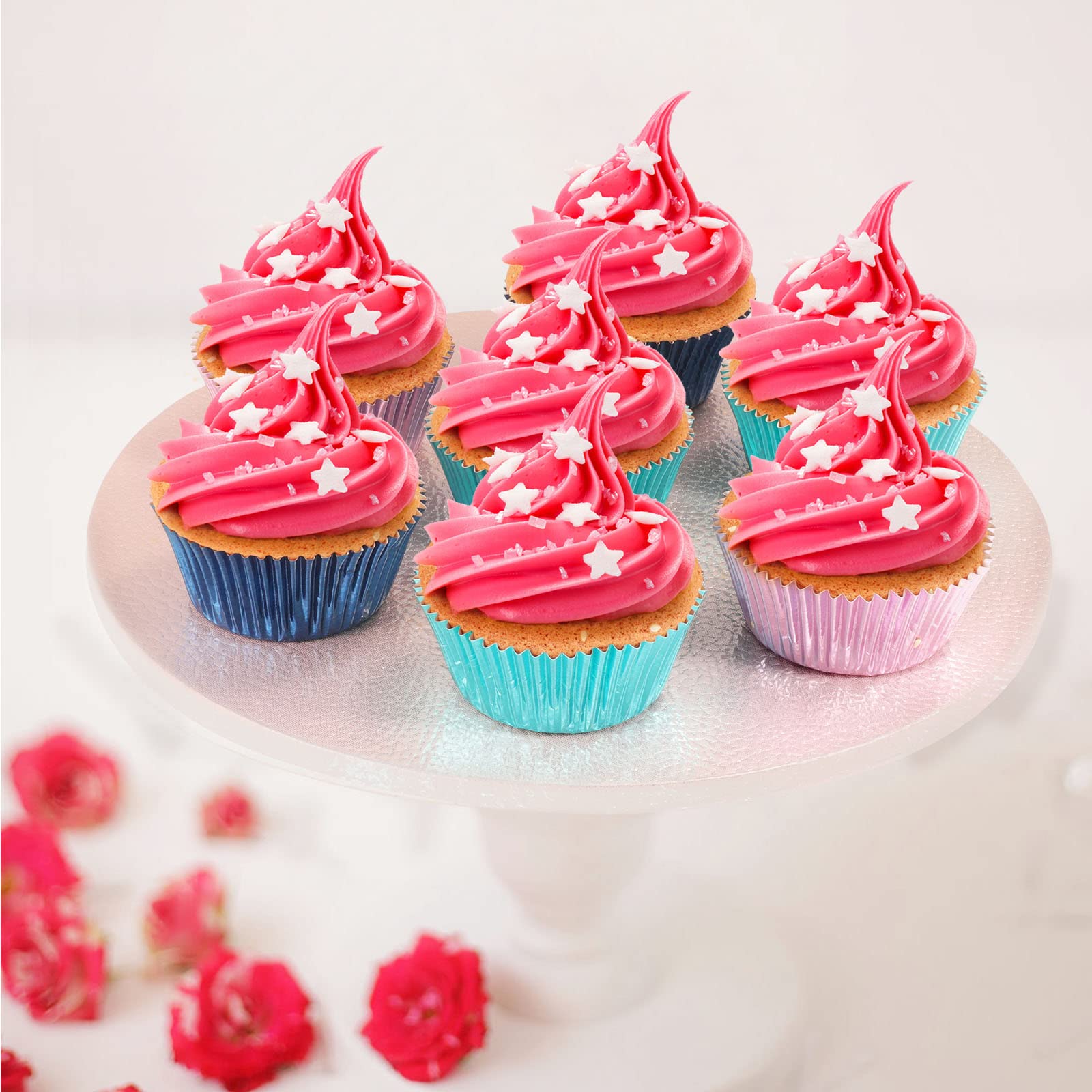 Caperci Orchid Purple Foil Cupcake Liners Standard Muffin Wrappers Greaseproof Baking Cups, 150-Pack