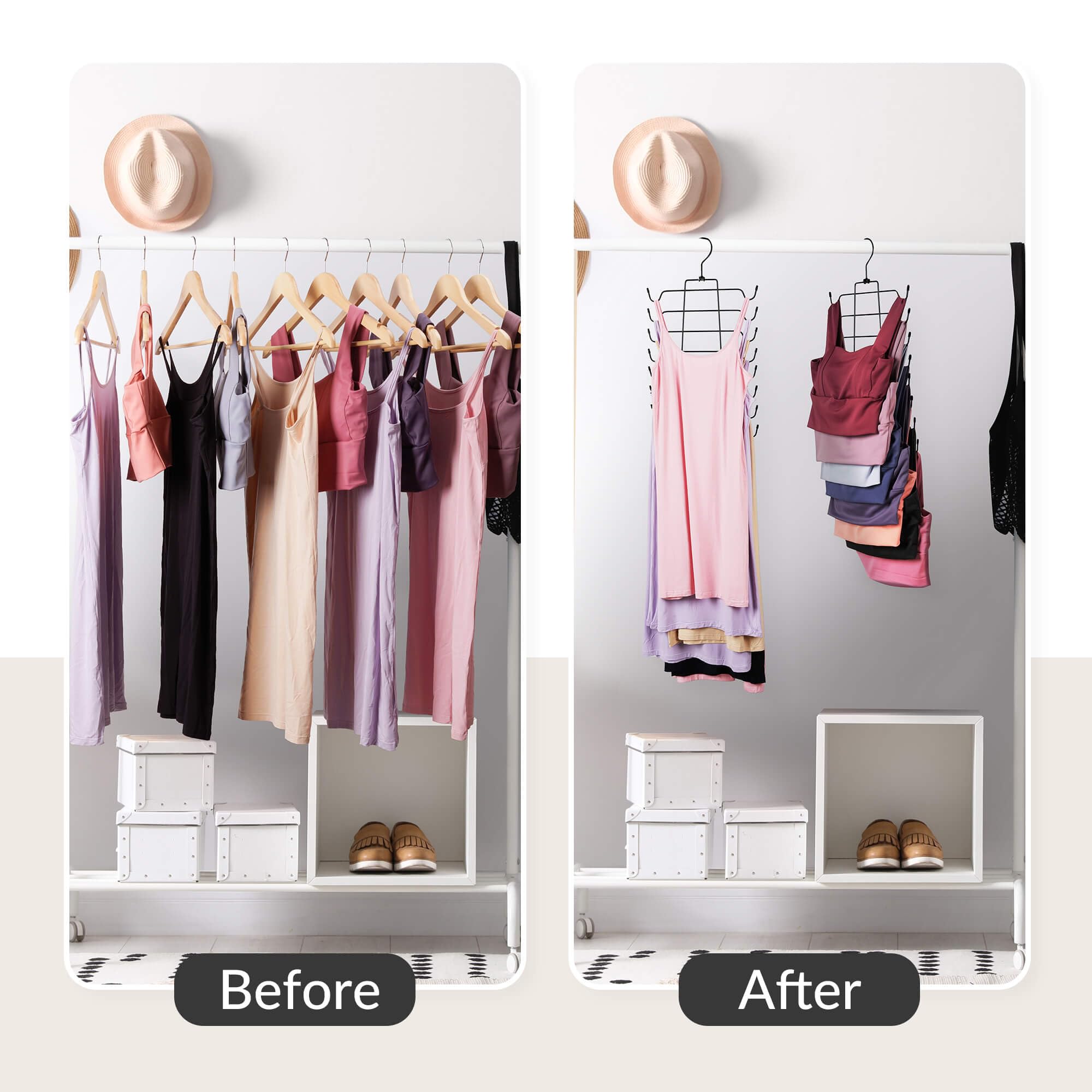 ZEDODIER Tank Top Hanger  2 Pack Space Saving Bra Hangers  Non-Slip Hanging Sport Bras Holder  Closet Organizers and Storage for Camisoles Tank Tops Bras Ties Swimsuits Strappy Dress  Black