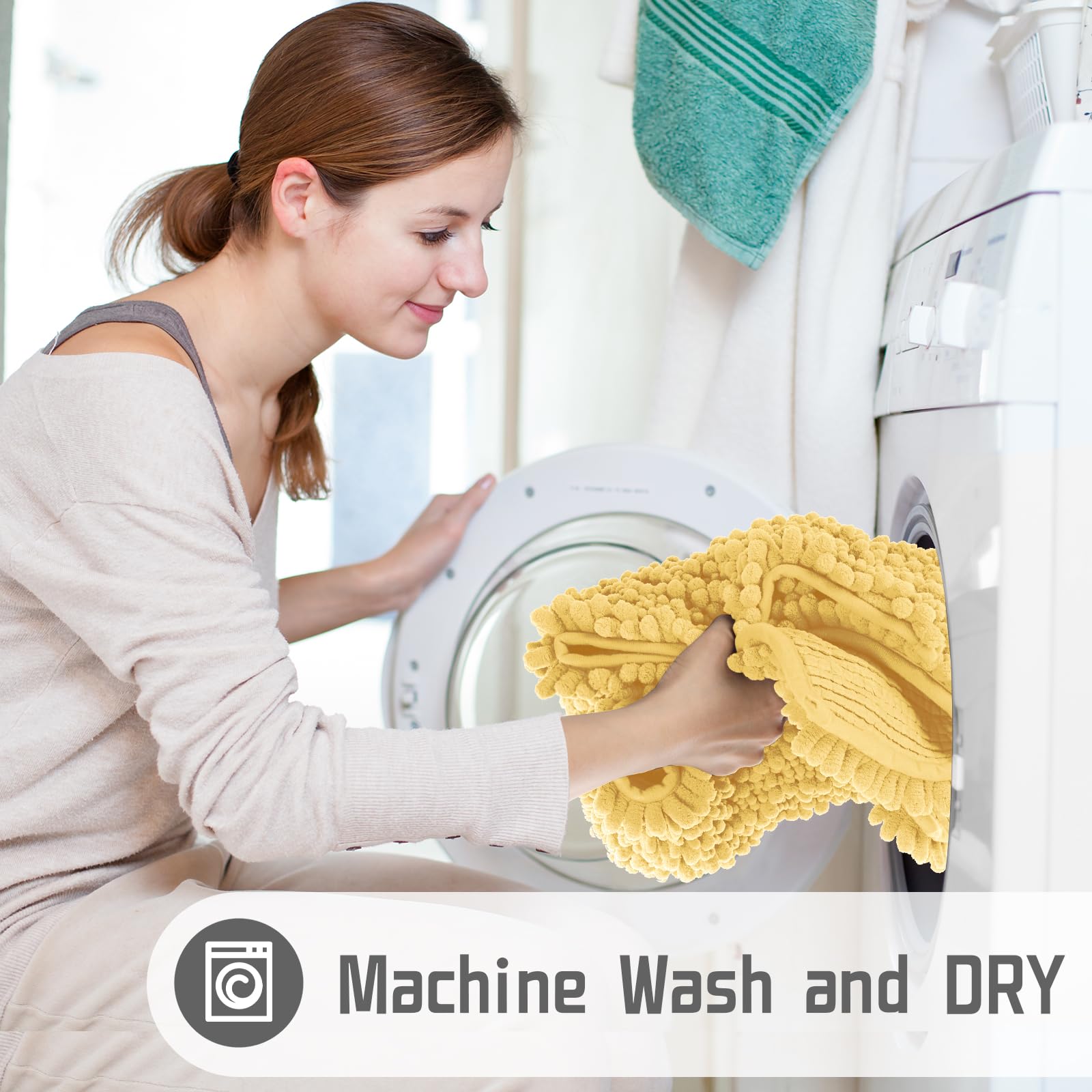 Yimobra Bath Rug Mat, 32 X 20, Soft Shaggy Chenille Bathroom Rugs, Large Size, Super Absorbent & Thick, Non-Slip, Machine Washab