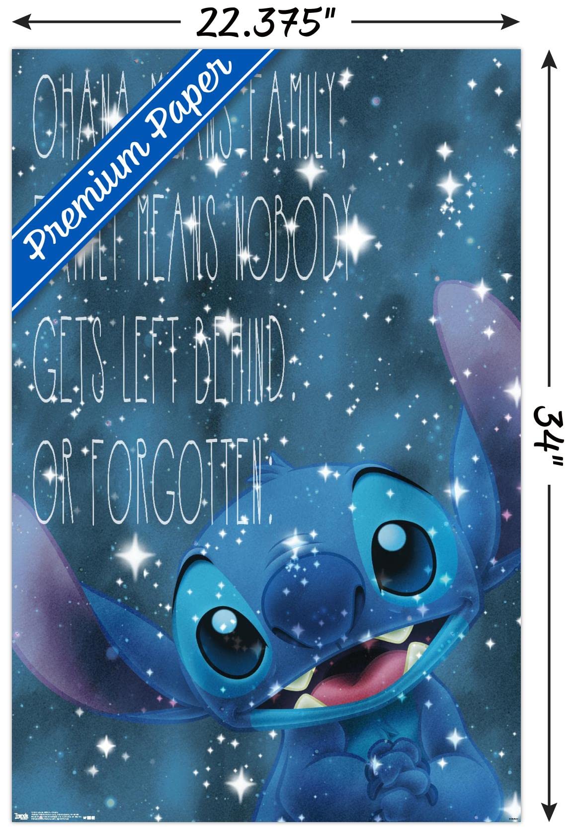 Trends International Disney Lilo And Stitch - Ohana Wall Poster, 22.375'' X 34'', Premium Unframed Version