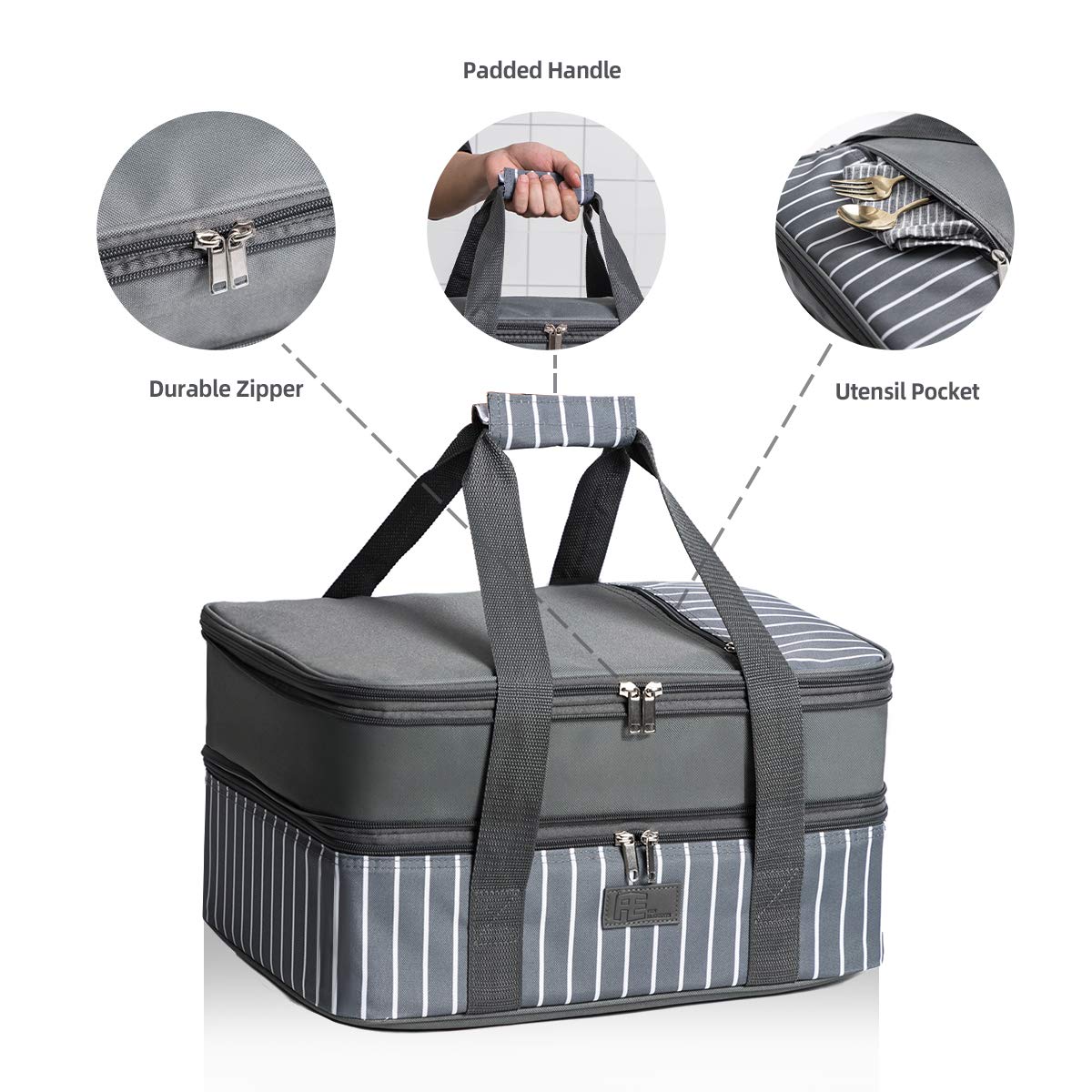 Fe Casserole Carrier, Expandable Insulated Casserole Carriers For Hot Or Cold Food, Lasagna Lugger For Parties, Fits 9'' X 13''