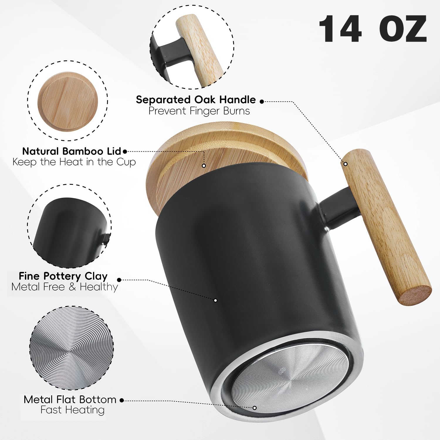 Coffee Mug Warmer & Mug Set 2025, Heated Cup For Desk With Temperature Control And Smart Auto Shut Off, 14Oz