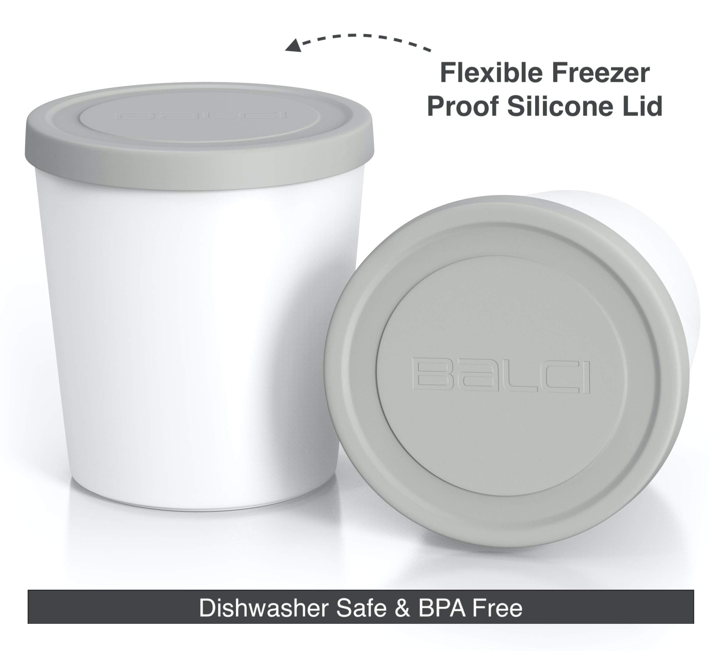 Balci - Premium Ice Cream Containers (2 Pack - 1 Quart Each) Perfect Freezer Storage Tubs With Lids For Ice Cream, Sorbet And Ge
