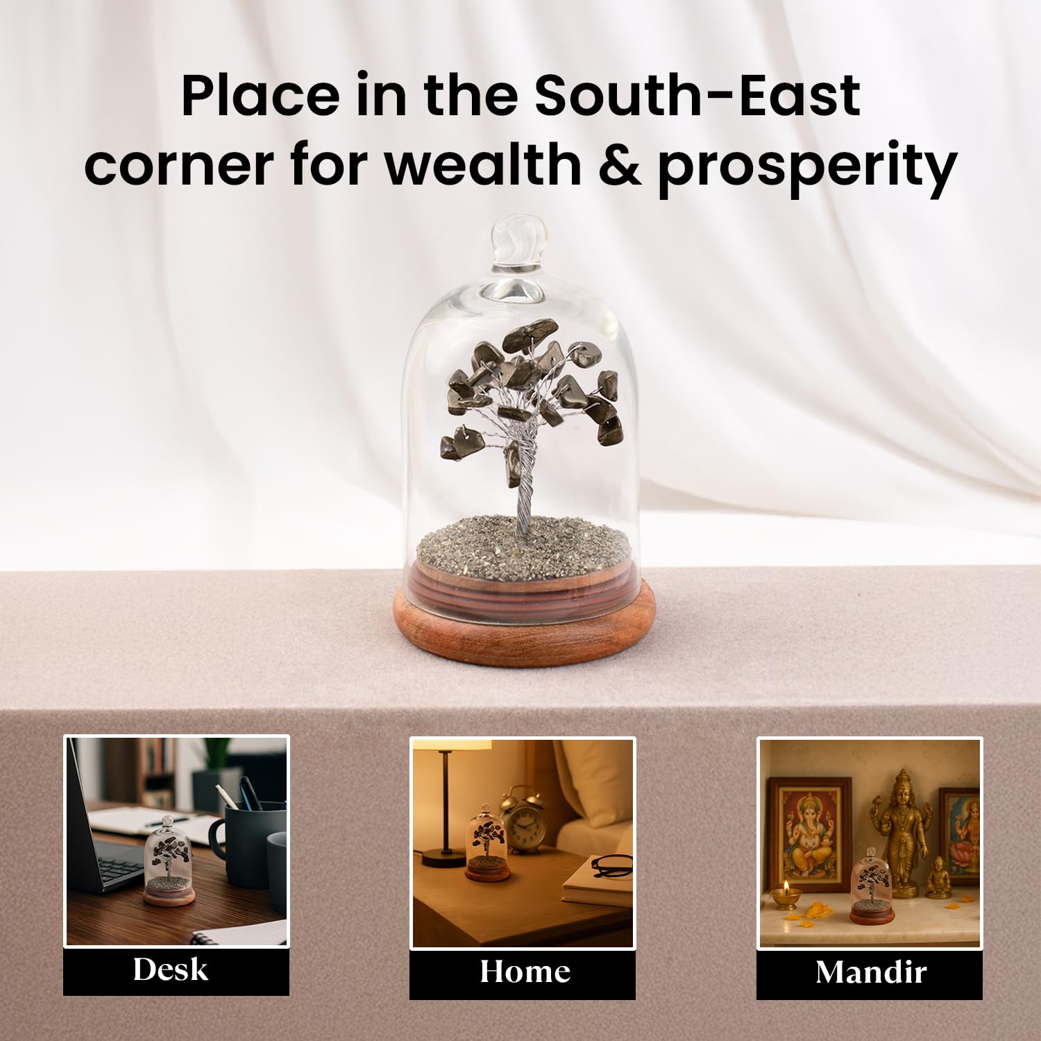 Astrotalk Pyrite Dome Tree (12x8cm) | Certified Pyrite Stone Tree for Wealth & Success | Decorative Item for Home & Bedroom | Aesthetic Home Decor Gift Item | Gift for Man & Woman