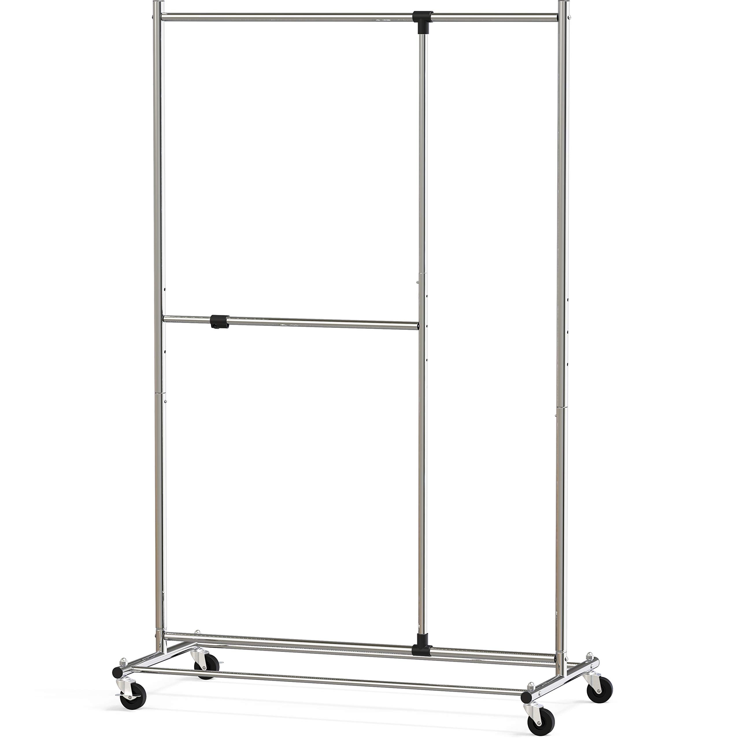 Simple Houseware Dual Bar Adjustable Garment Rack, Chrome, 72-Inch Height