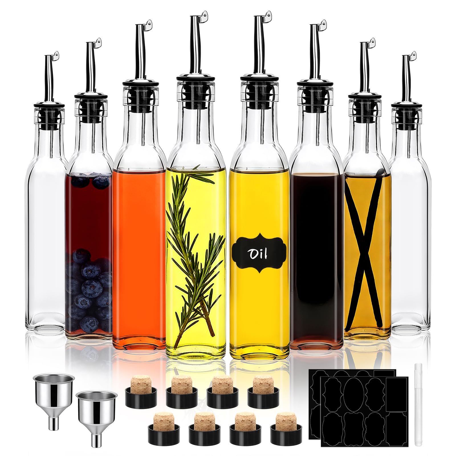Salzesfalls 8oz Olive Oil Dispenser Bottle,Oil Dispenser for Kitchen,8 Pack olive oil dispenser with Stainless Steel Pourer Spou