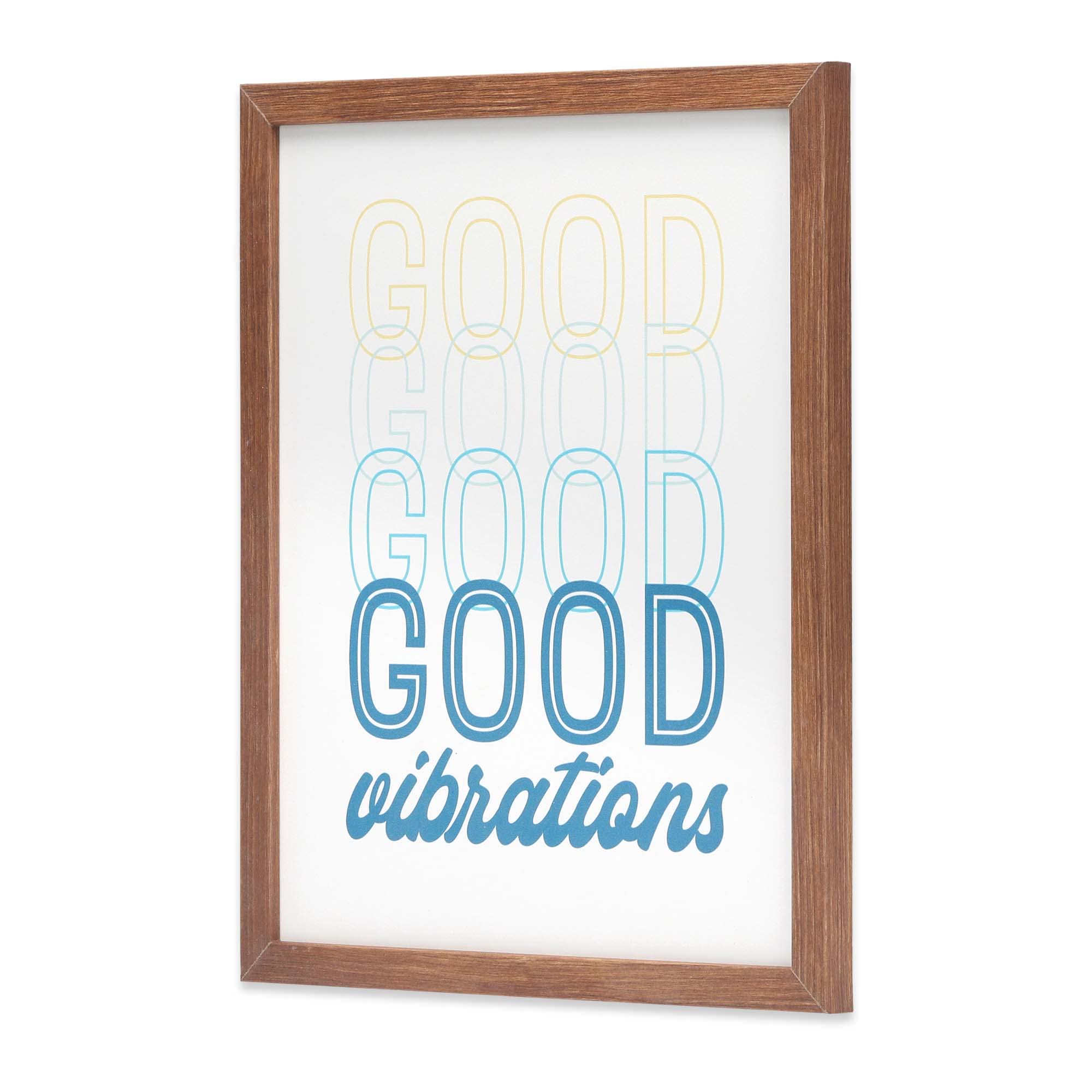 Good Vibrations Framed Wood Wall Decor - Retro Vibe Wall Art For Bedroom, Living Room Or Beach House
