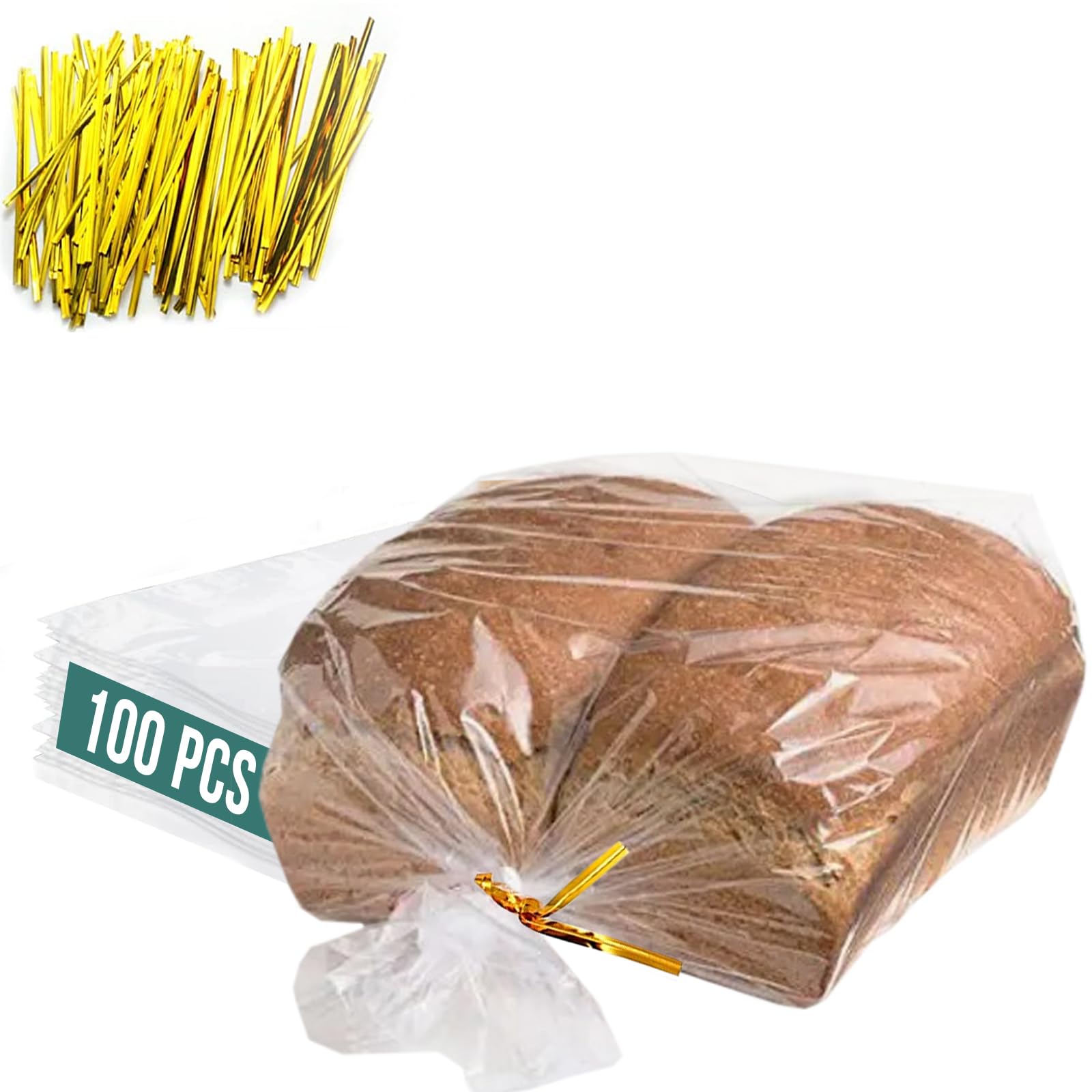 Reusable Plastic Bread Bags for Homemade 10x22- Clear Bag with Ties For An Airtight Moisture-free Preservation and Storage- Loaf