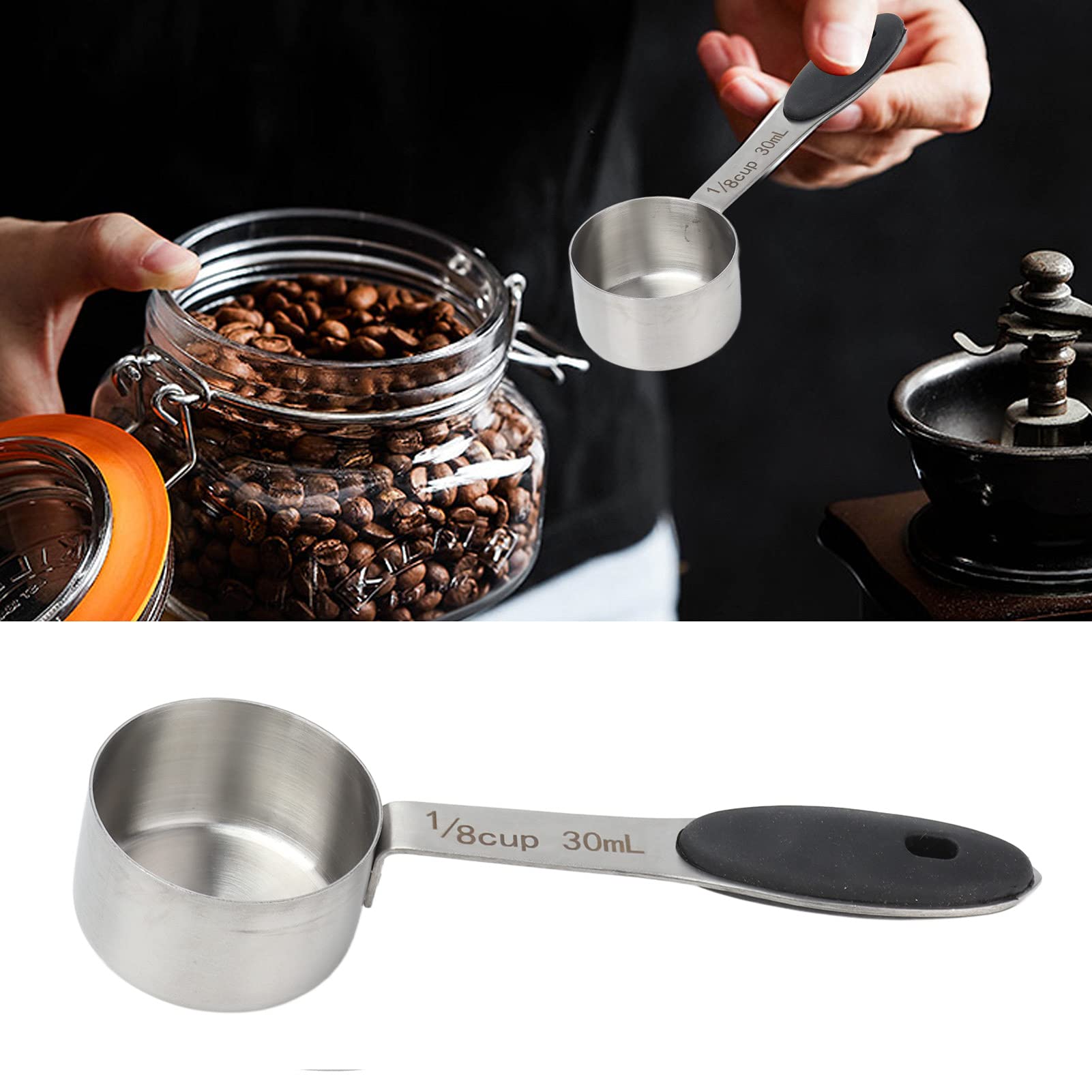 Coffee Measuring Scoop, 30Ml 1/8 Cup Stainless Steel Tablespoon Large Capacity And Comfortable Hand Feeling Coffee Measure Scoop