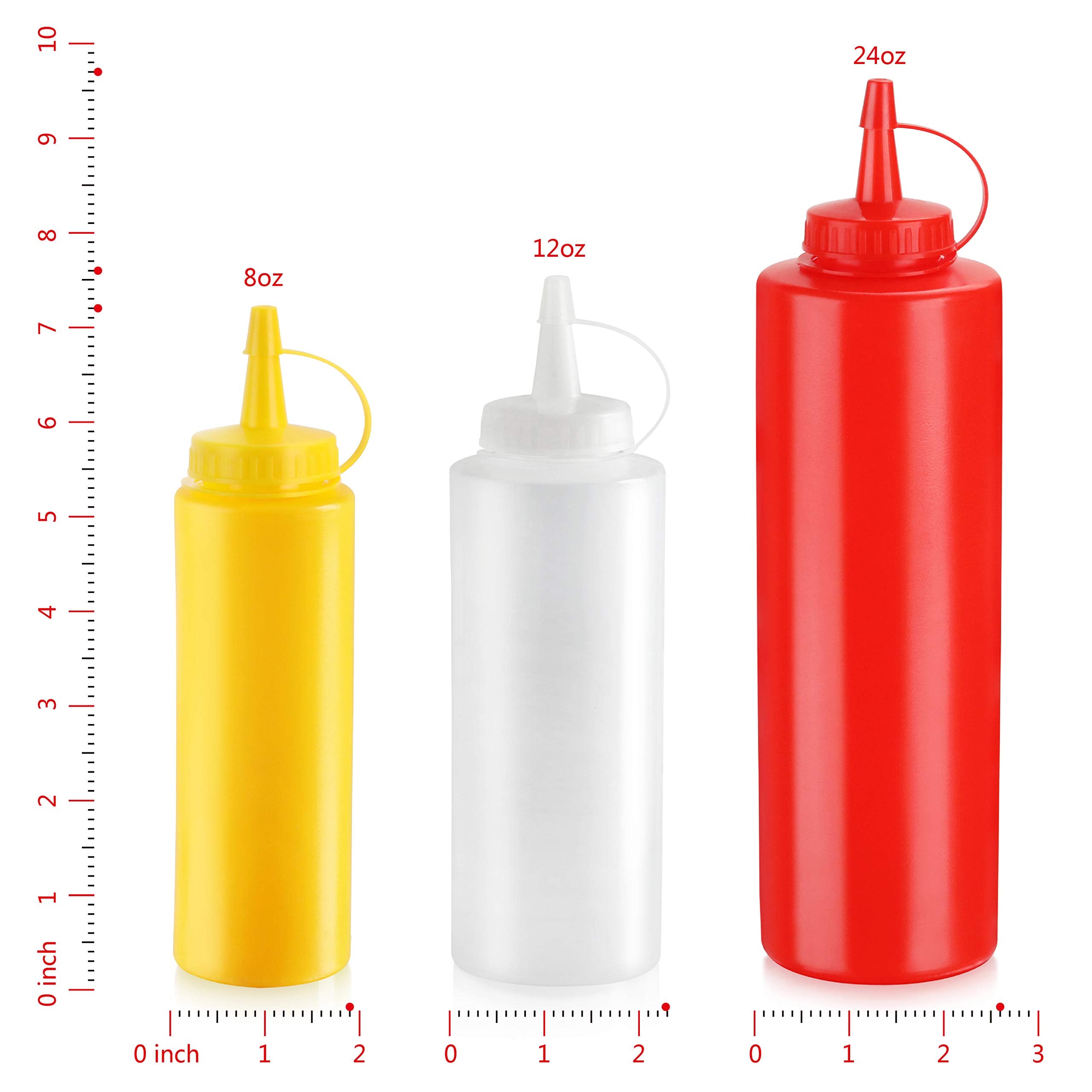New Star Foodservice 26283 Squeeze Bottles, Plastic, 8 Oz, Red, Pack Of 6