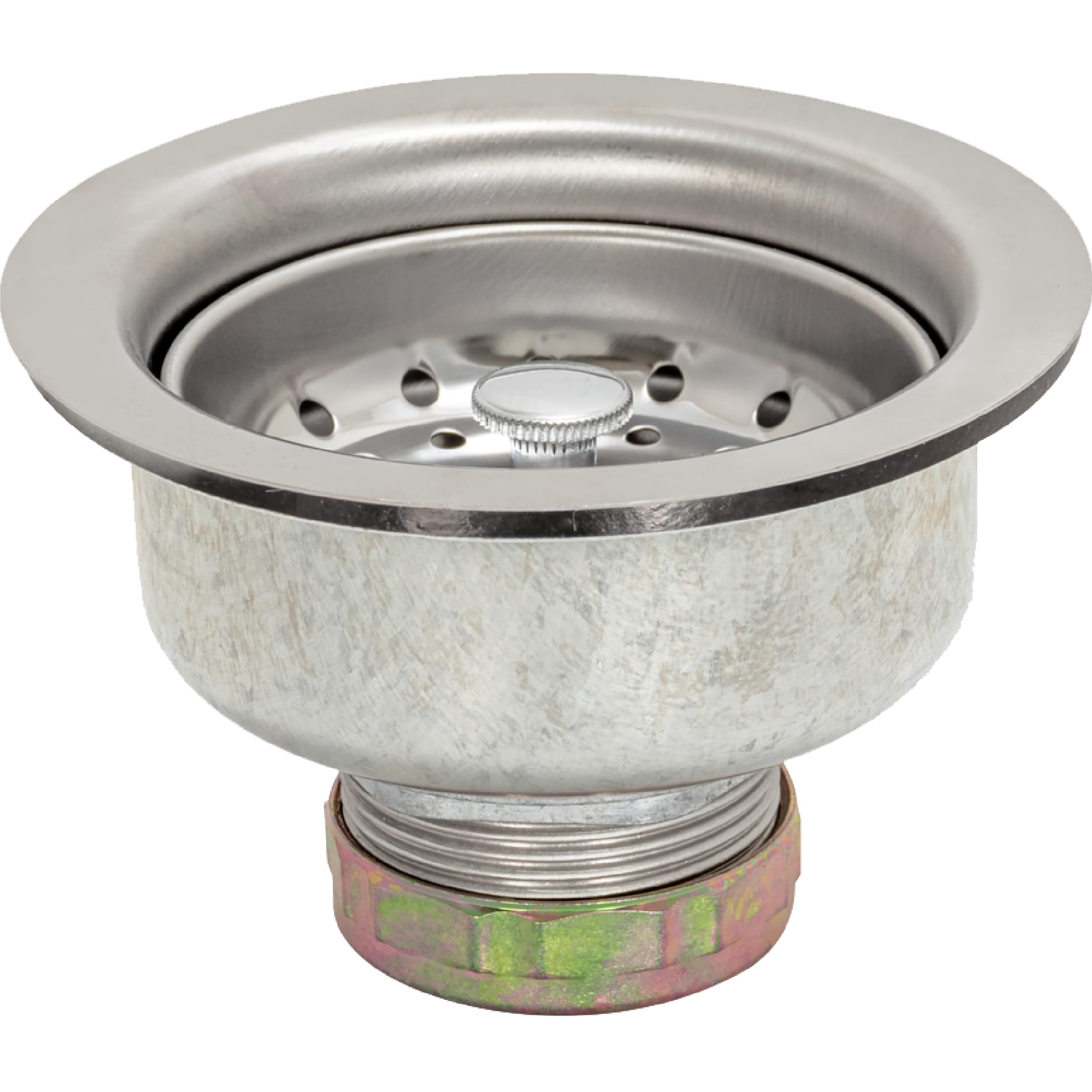 Ez-Flo Double Cup Kitchen Sink Drain Assembly, Sink Strainer Fits 3-1/2 Inch To 4 Inch Opening, 1-1/4 Inch Standard Shank, Stain