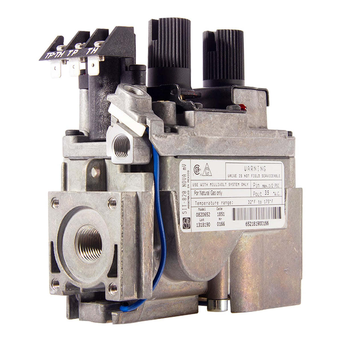 0820652 Sit 820 Nova Mv Natural Gas Replacement Millivolt Gas Valve For Fireplaces, Stoves, And Gas Logs - Replacement Oem Compo