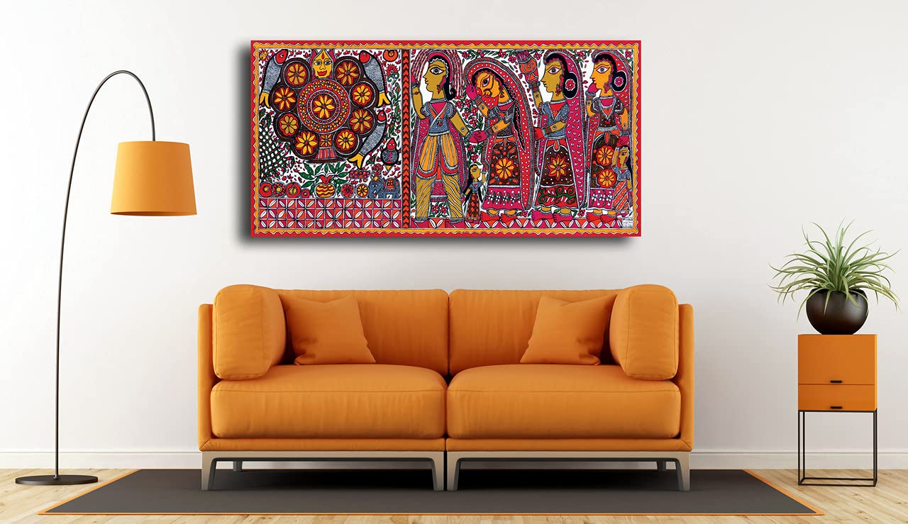 Pixelartz Canvas Paintings Madhubani Art Without Frame Modern Art Paintings For Home Decor Drawing Room Wall Paintings For Bedro