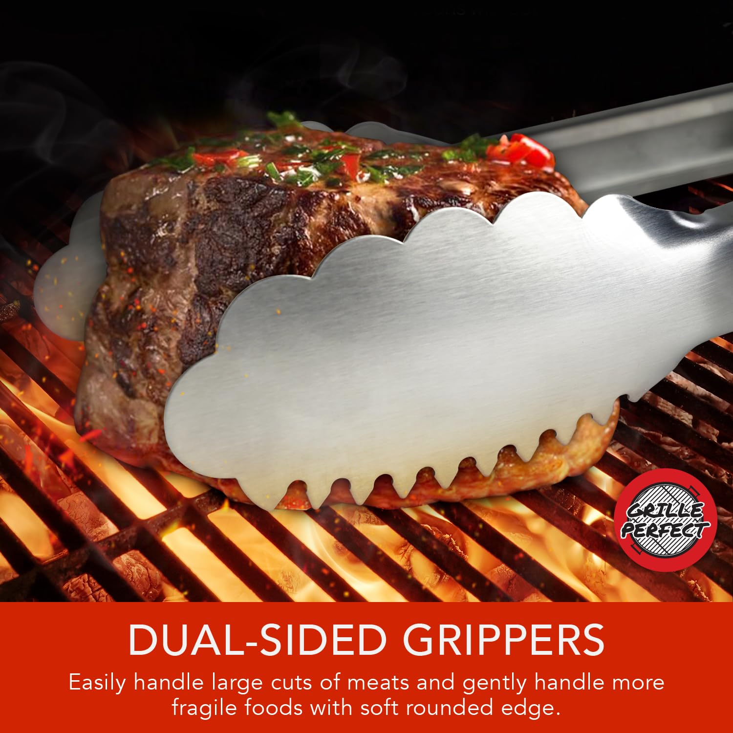 Grill Tongs Extra Long 16-inch Heavy Duty for BBQ and Grilling  Extra Long Stainless Steel Grilling Tongs for Outdoor Grill and Kitchen Cooking  Long Metal Tongs with Safety Hand Grips