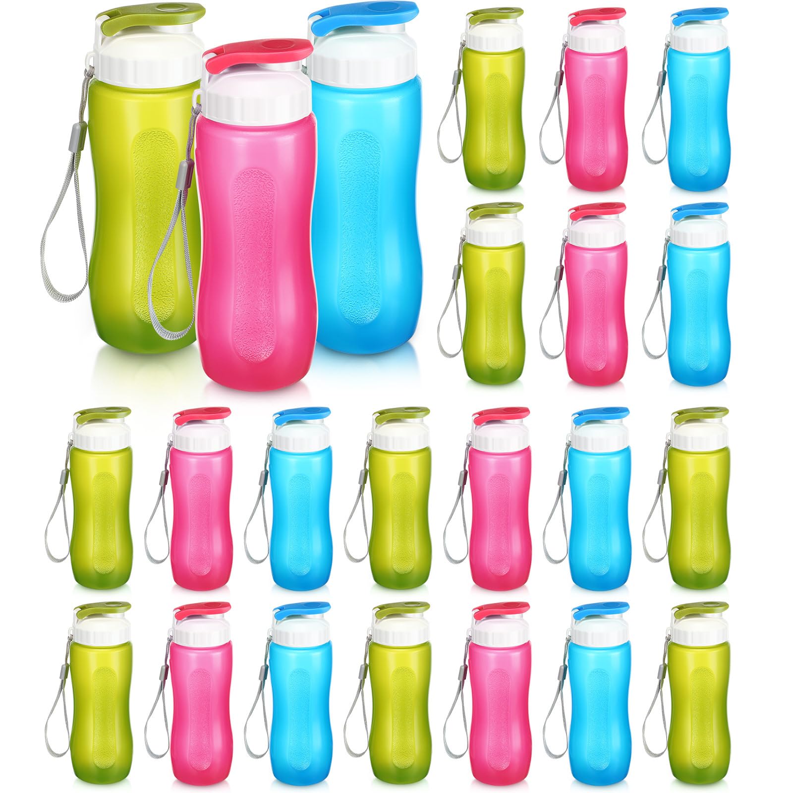 Maxdot 20 Pcs Reusable Water Bottles Bulk for Kids 12 oz Plastic Sports