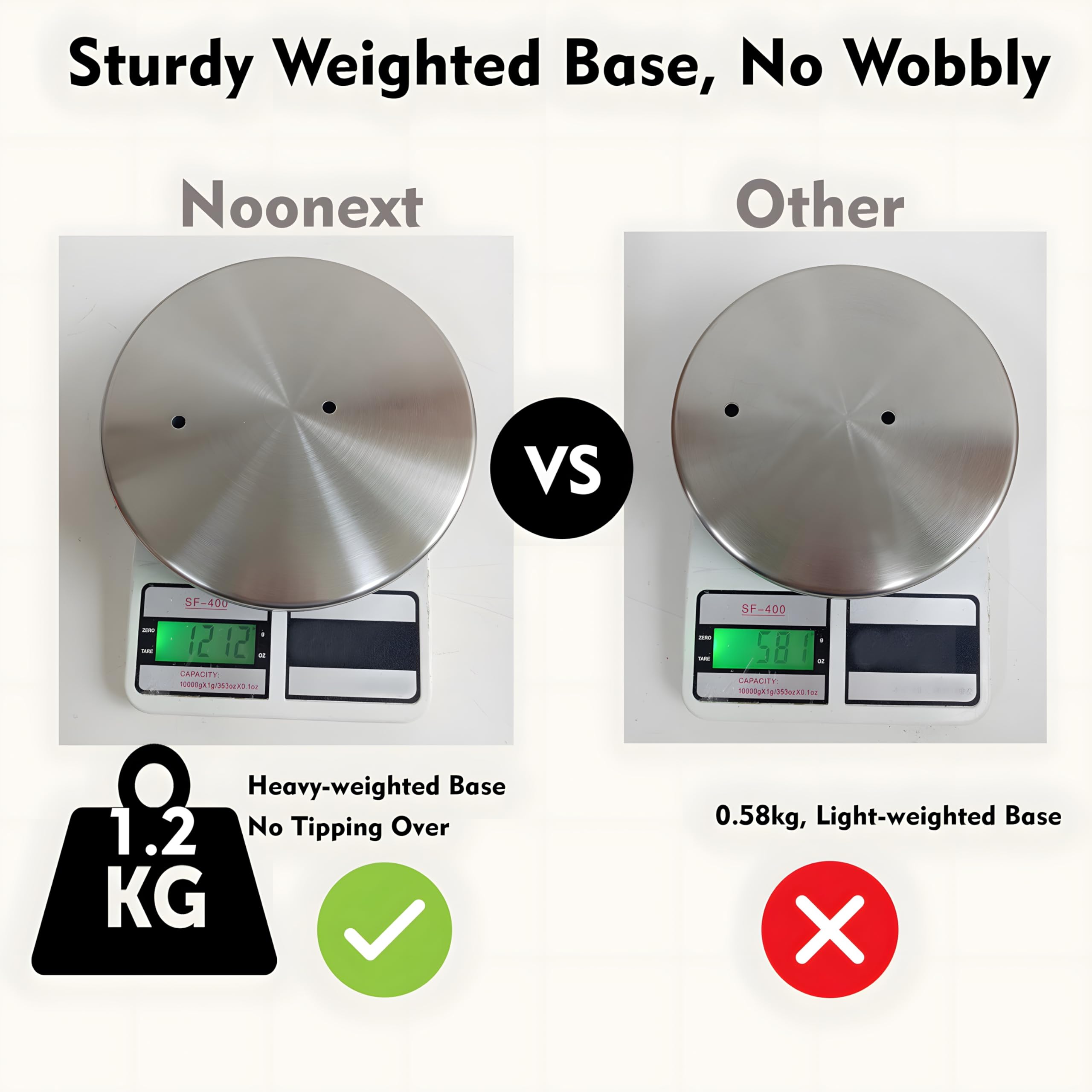 Noonext Toilet Paper Holder With Stainless Steel Tray At The Top For Bathroom, Heavy Base No Tipping Over (Stainless Steel, Brus