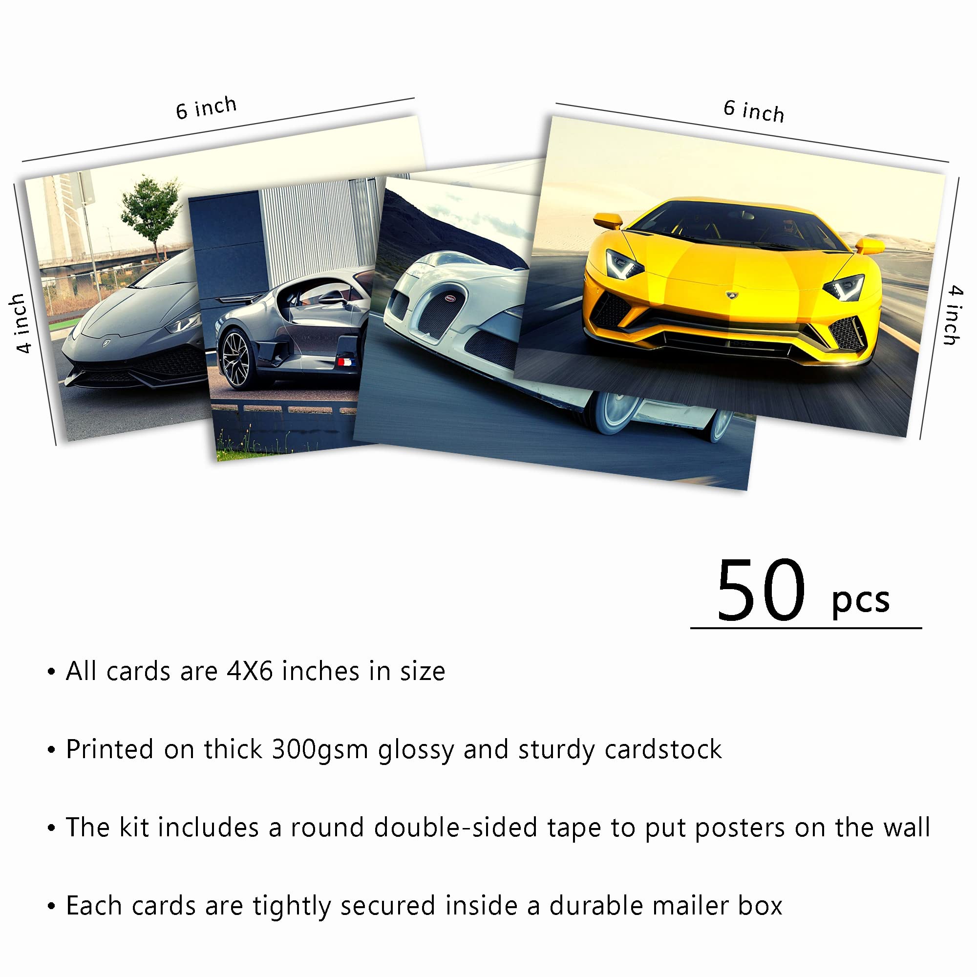 Car Posters For Boys Room, Super Car Wall Collage Kit For Wall Art Prints, Sports Car Pictures Dorm Room Decor For Teen Boys (50