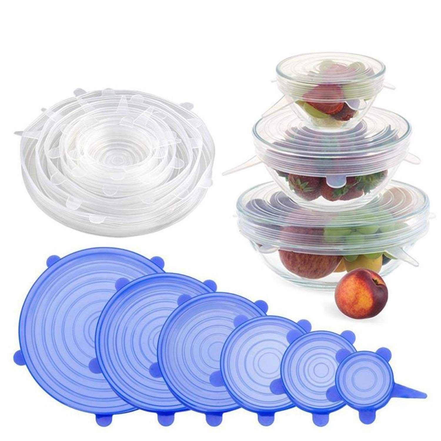 Silicone Reusable Safety Stretch Dishwasher Microwave and Freezer Safe Flexible Lids and Covers