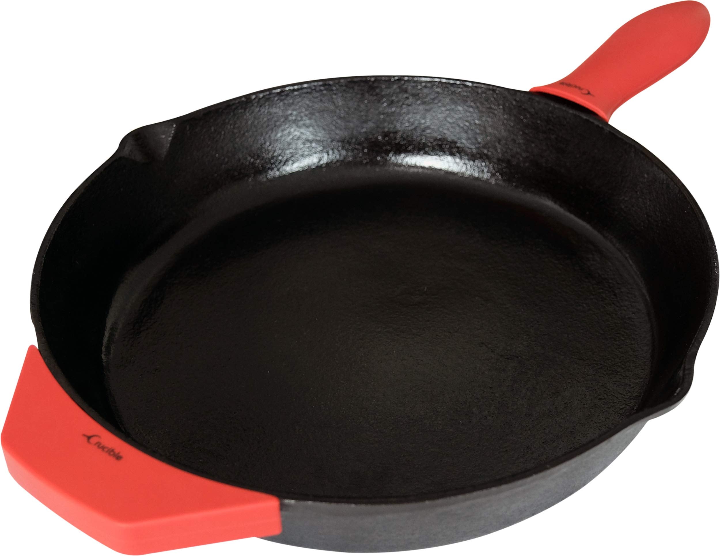 Silicone Hot Handle Holder + Assist Holder, Potholder (2-Pack Mix Red) For Cast Iron Skillets, Pans, Frying Pans & Griddles, Met