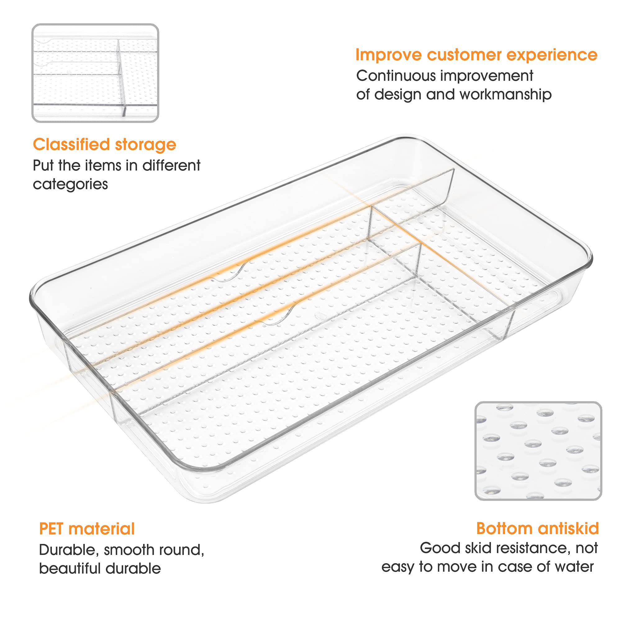 Lonian Cutlery Tray, No-Slip Drawers Organizer For Utensils Storage And Organising In Kitchen, Cosmetic Tray For Dressing Table