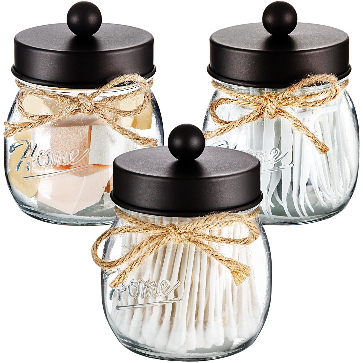 Sheechung Bathroom Organizers And Storage, Farmhouse Decor, Cotton Swab Container, Bathroom Jars For Qtips, Cotton Swabs, Balls,