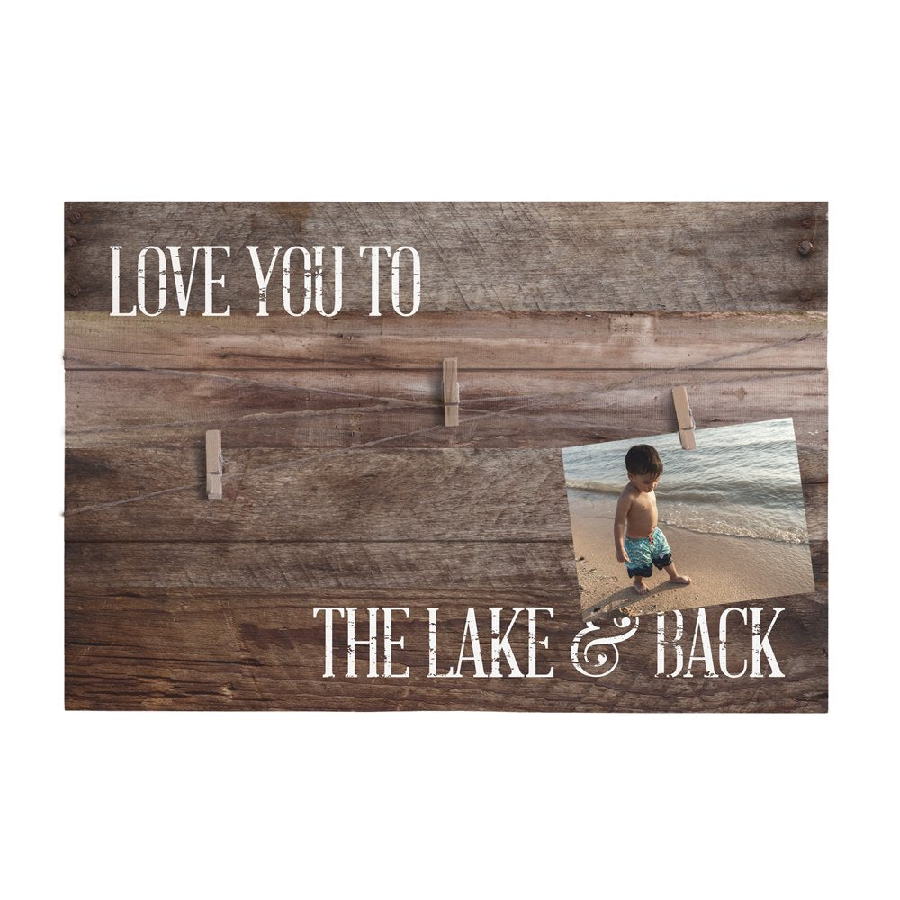 Sincere Surroundings Simply Said, INC Twine Pallets Lake Photo Clip Board - Love You to the Lake and Back - 10.75 x 16 Wood Pict