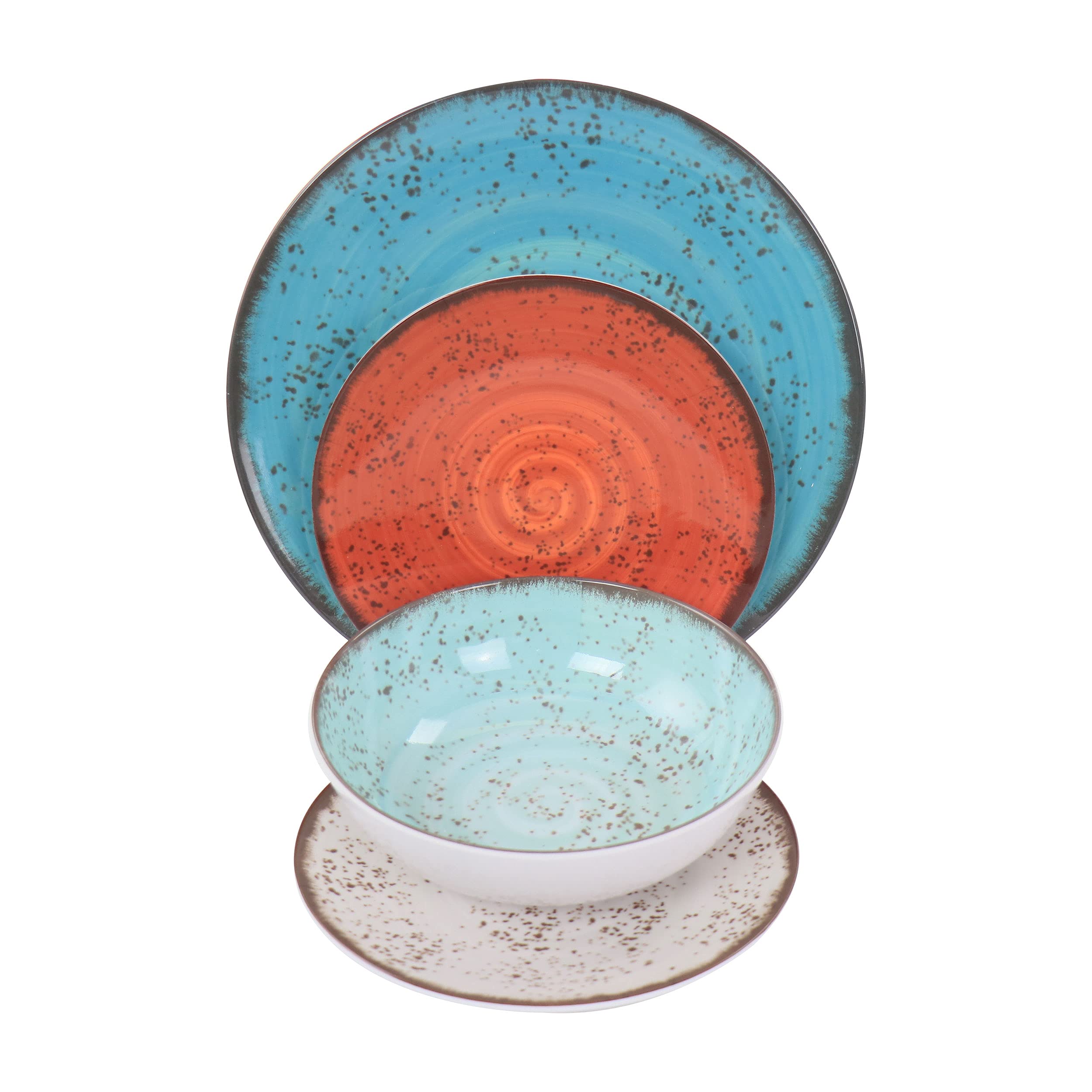 Elama EL-PRYCE Assorted Melamine Dinnerware Set, 12 Piece