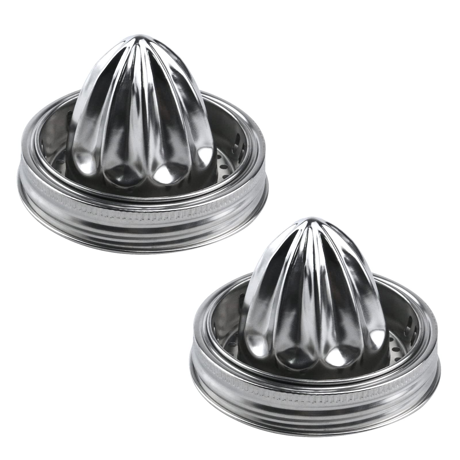 Meprotal Mason Jar Lemon Squeezer Lid, Stainless Steel Manual Citrus Juicers, Hand Squeezer For Wide Mouth Mason Jars (Pack Of 2