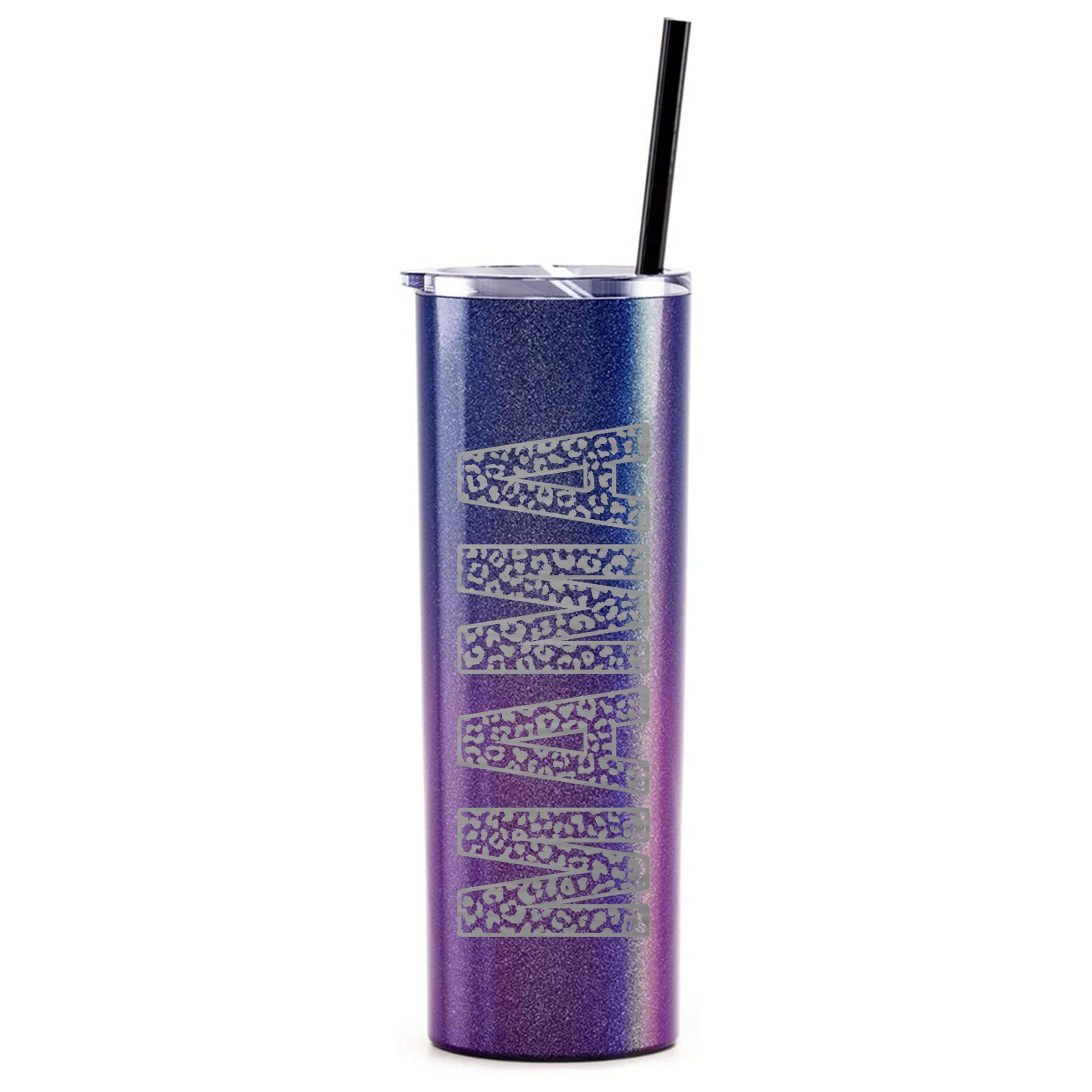 The Crafty Engineer (Nightshade Leopard Print Mama Tumbler - 20 Oz Leopard Mama Tumbler - Laser Engraved Mama Print Leopard Desi
