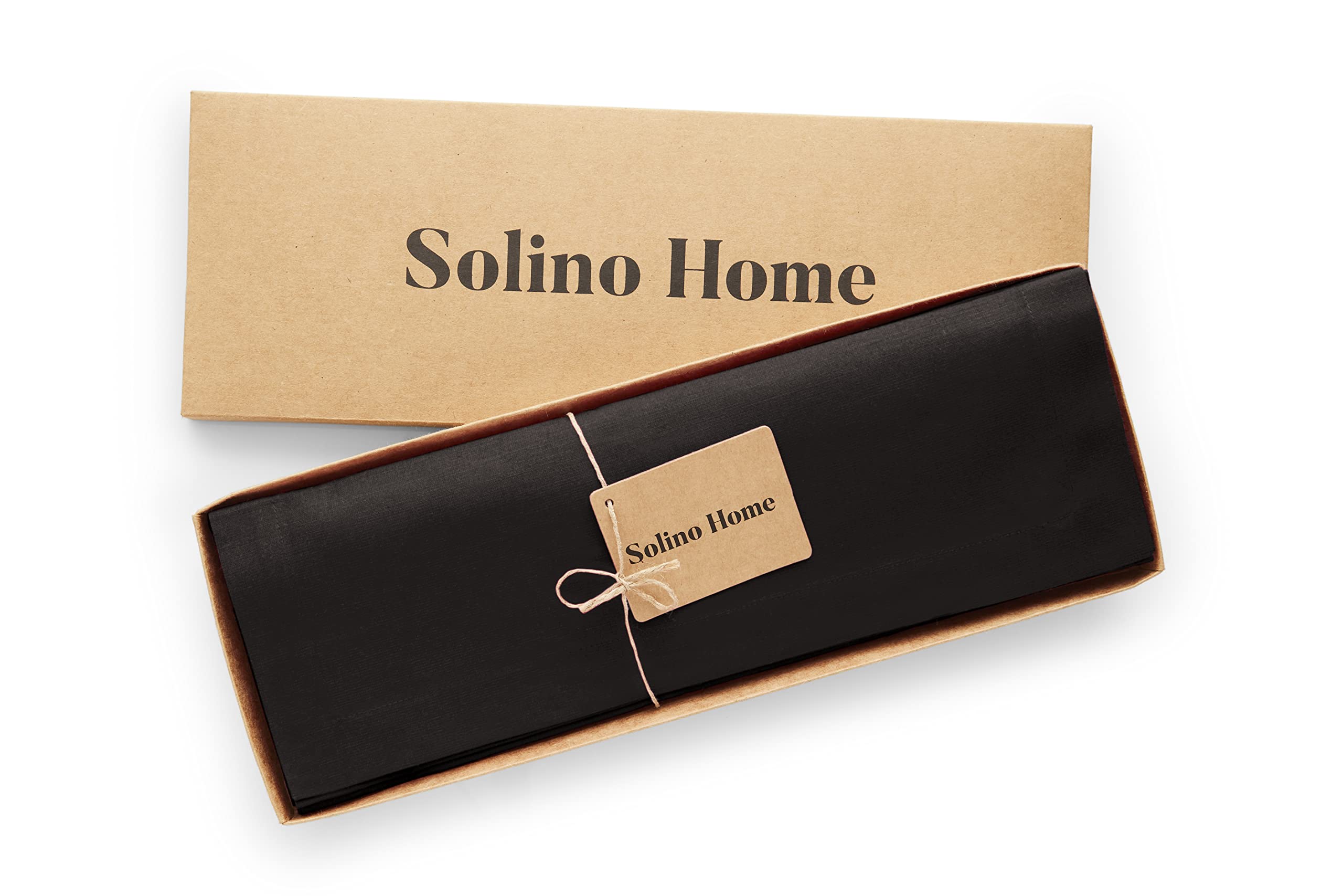 Solino Home Placemats 19'' L X 14'' W Inch - Dru Cotton Linen Black Cloth Placemats Set Of 4 - Washable Fabric Place Mats For Sp