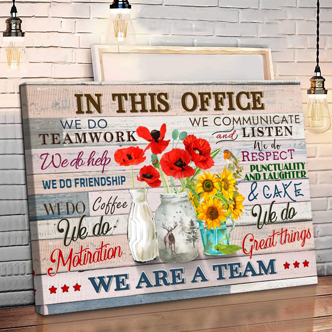 Inspirational Wall Art For Office Quotes Theme Wall Decor For Women Motivational Teamwork Posters In This Office We Do Help Canv