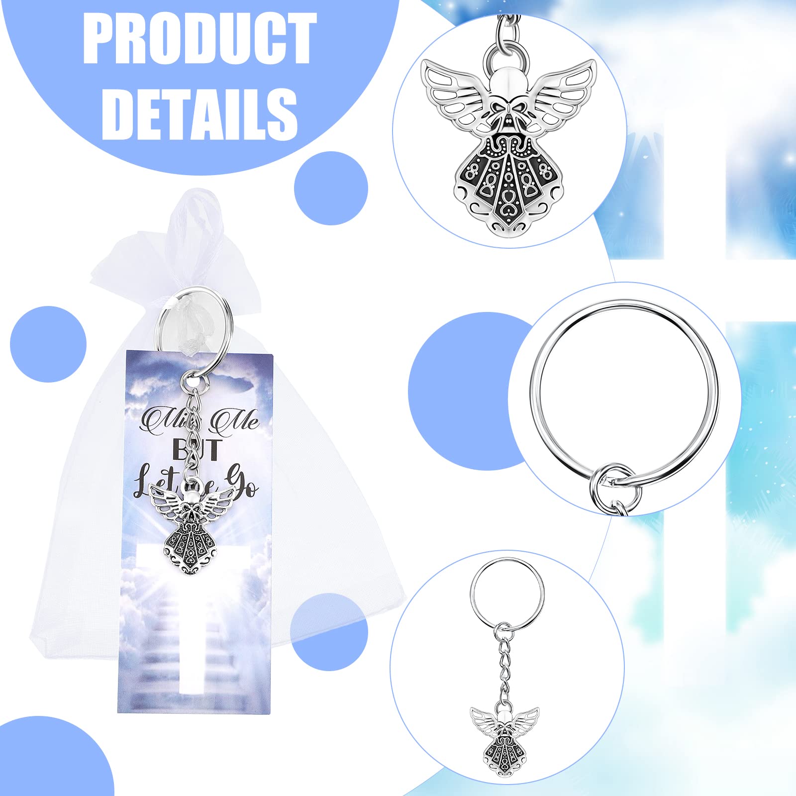 Nosiny 108 Pieces Funeral Favors Thank You Set Includes 36 Angel Keychains 36 Organza Bags 36 Miss Me But Let Me Go Prayer Cards