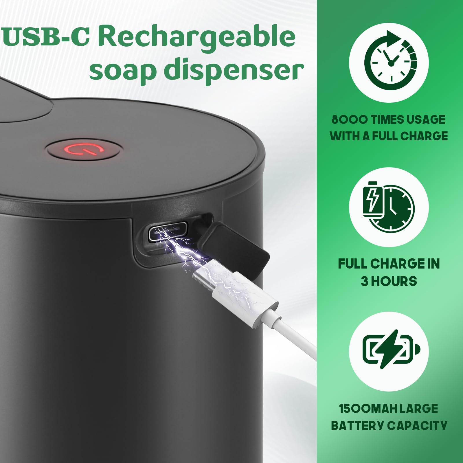 Automatic Hand Soap Dispenser Touchless: Foaming Soap Dispenser Stainless Steel - Free Touch Electric Soap Dispenser Rechargeabl