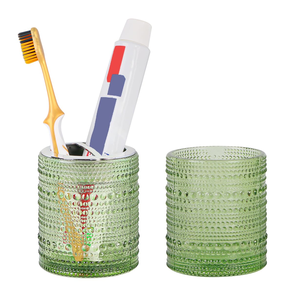 Tonxus Toothbrush Holders for Bathrooms,Glass Toothbrush Holder,10oz Bathroom Tumbler and Mouthwash Cup,Bathroom Storage Cup for