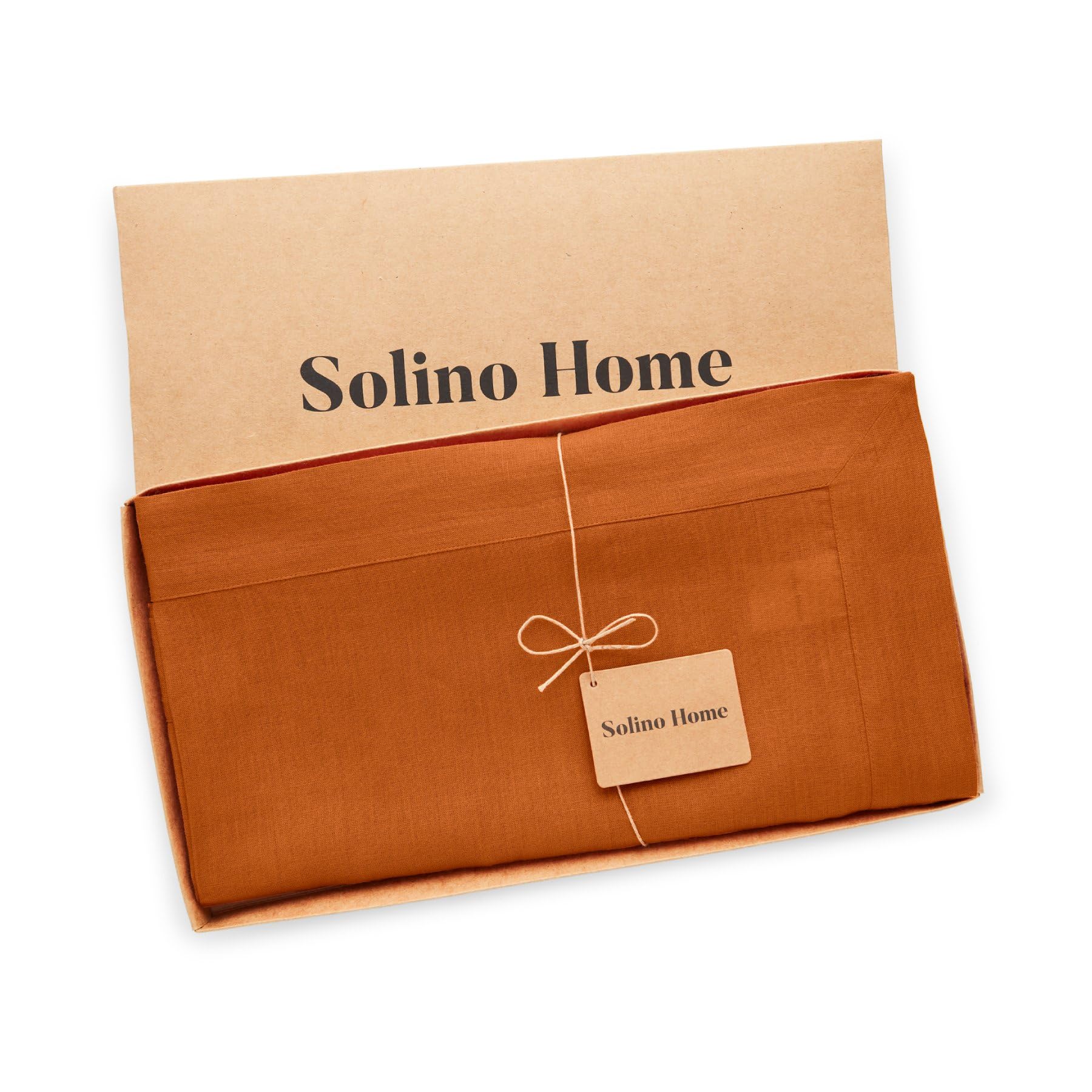 Solino Home Linen Tablecloth - 100% Pure Linen Pumpkin Tablecloth 60 X 90 Inch - Machine Washable Rectangle Tablecloth For Fall,