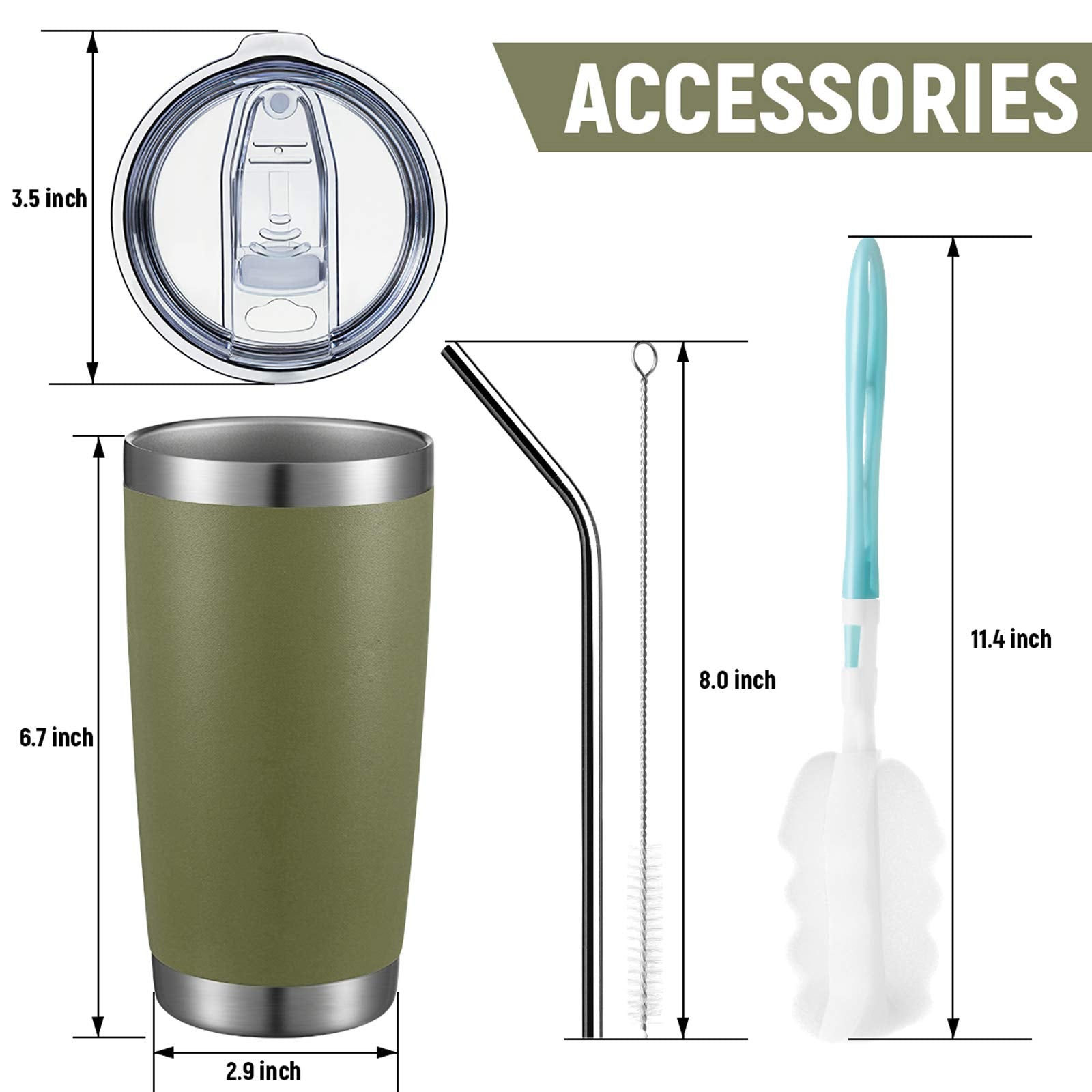 Comooo 20Oz Tumbler 8 Pack Double Wall Vacuum Insulated Travel Mug, Stainless Steel Tumbler With Lid And Straw Durable Powder Co