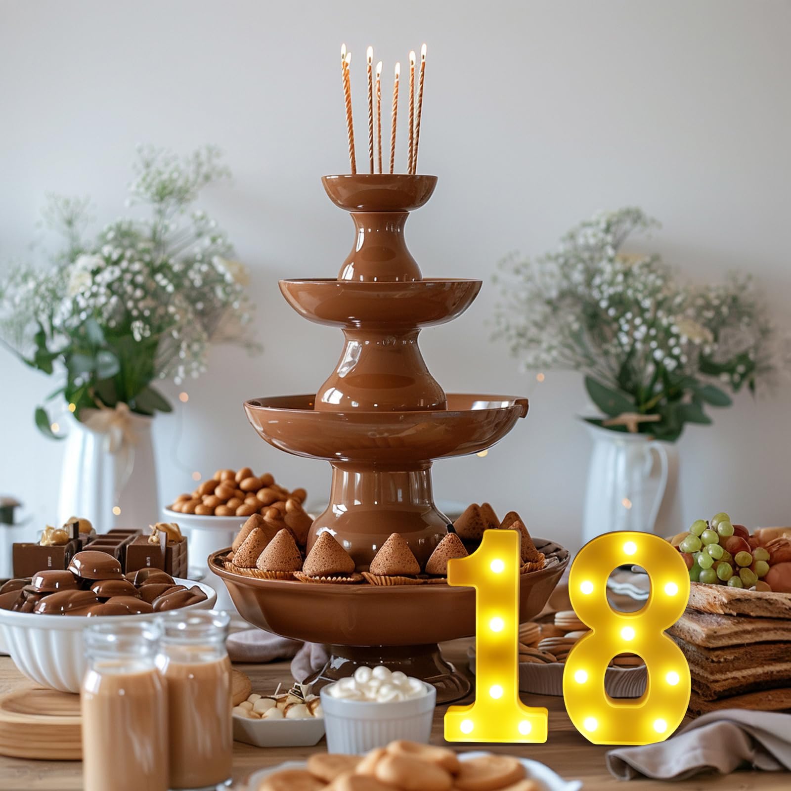 18th Birthday Decorations for Girls and Boys,Happy 18th Birthday Decorations for Men Centerpieces Table,18 Light Up Numbers Sign