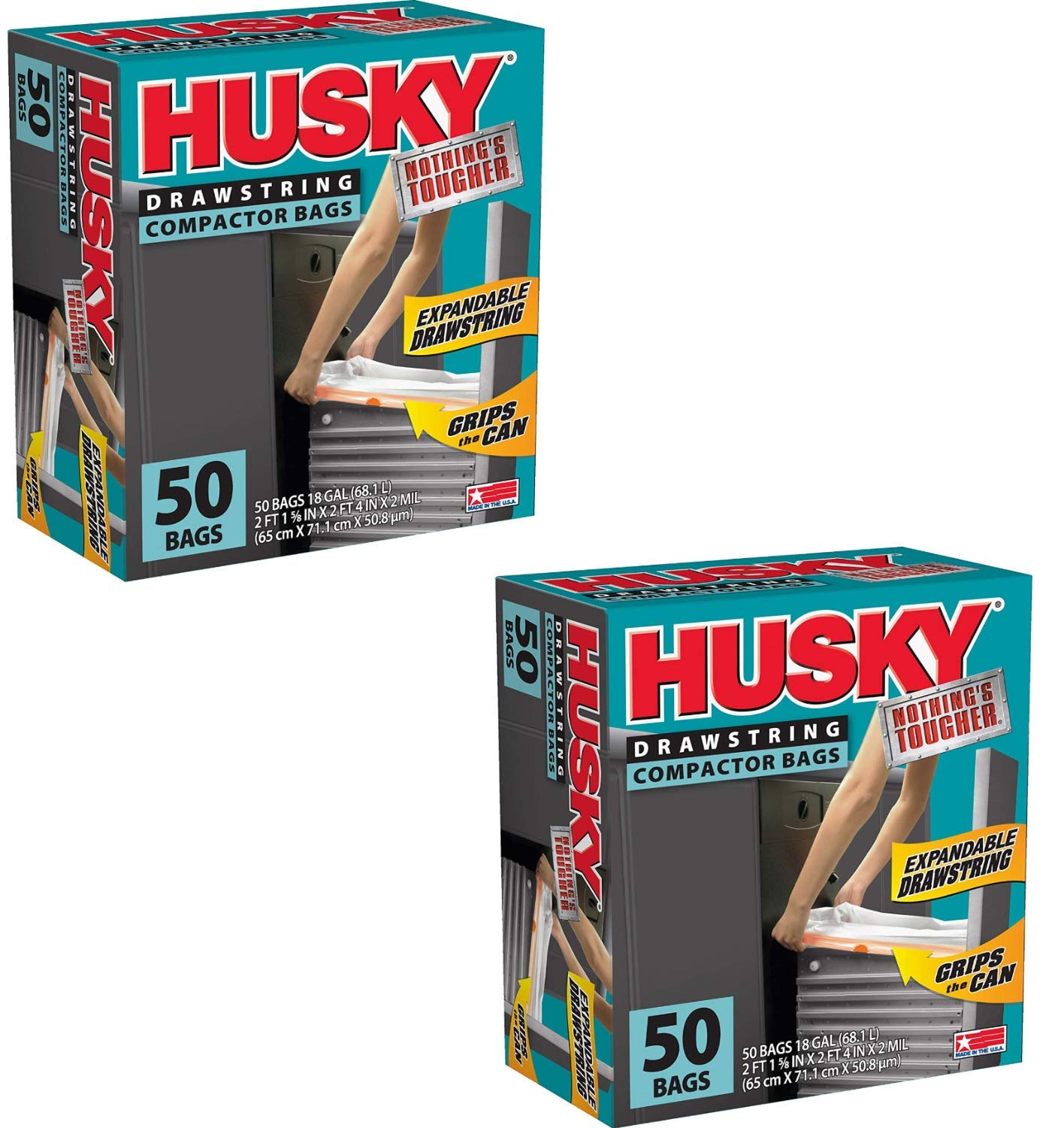 Poly-America Hk18Xds050W Trash Compactor Bag, 18 Gallon, White, Pack Of Two