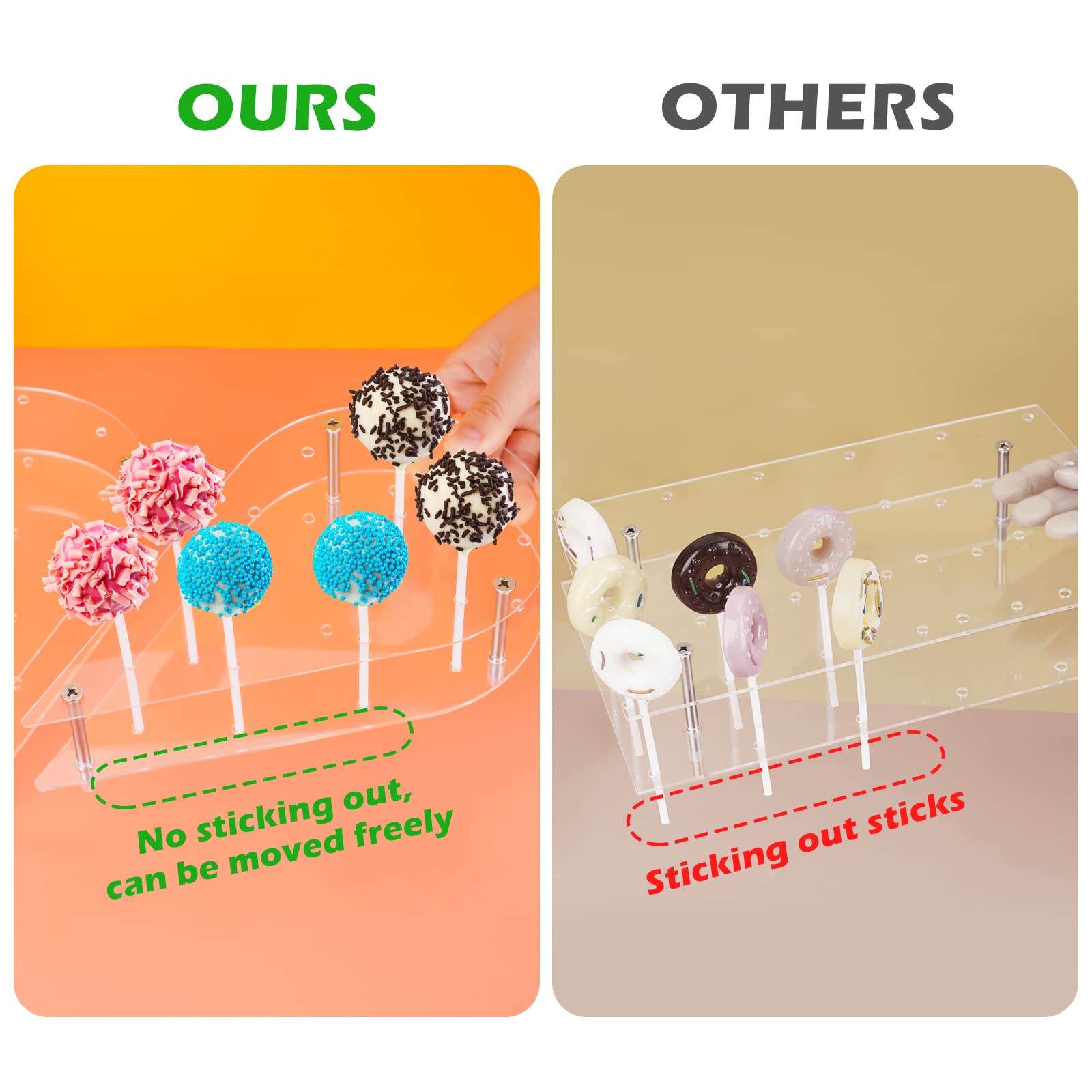 Nihome Cake Pop Stand Non Sticking Out, 24 Holes Acrylic Cake Pop Holder, Lollipop Cakepopsical Stand For Wedding Birthday Party
