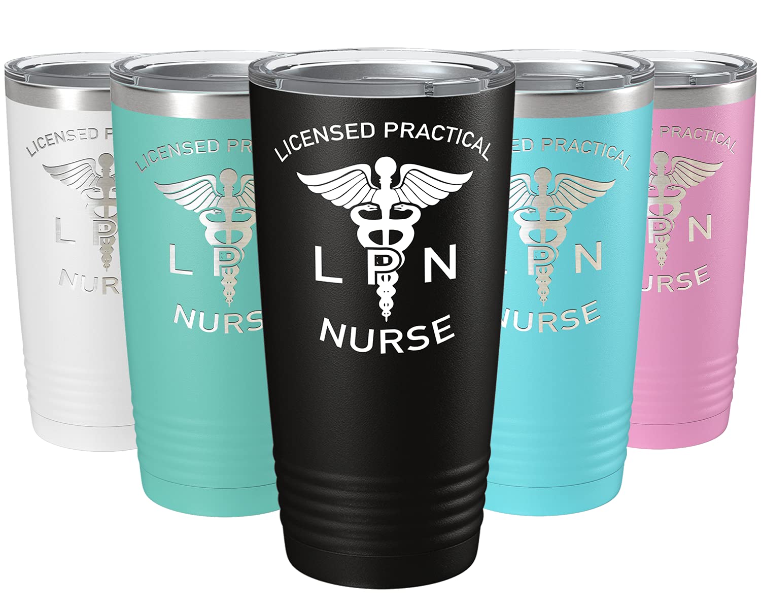 Lpn Licensed Practical Nurse On Black 20 Oz Stainless Steel Tumbler With Lid - Insulated Cup - Travel Mug
