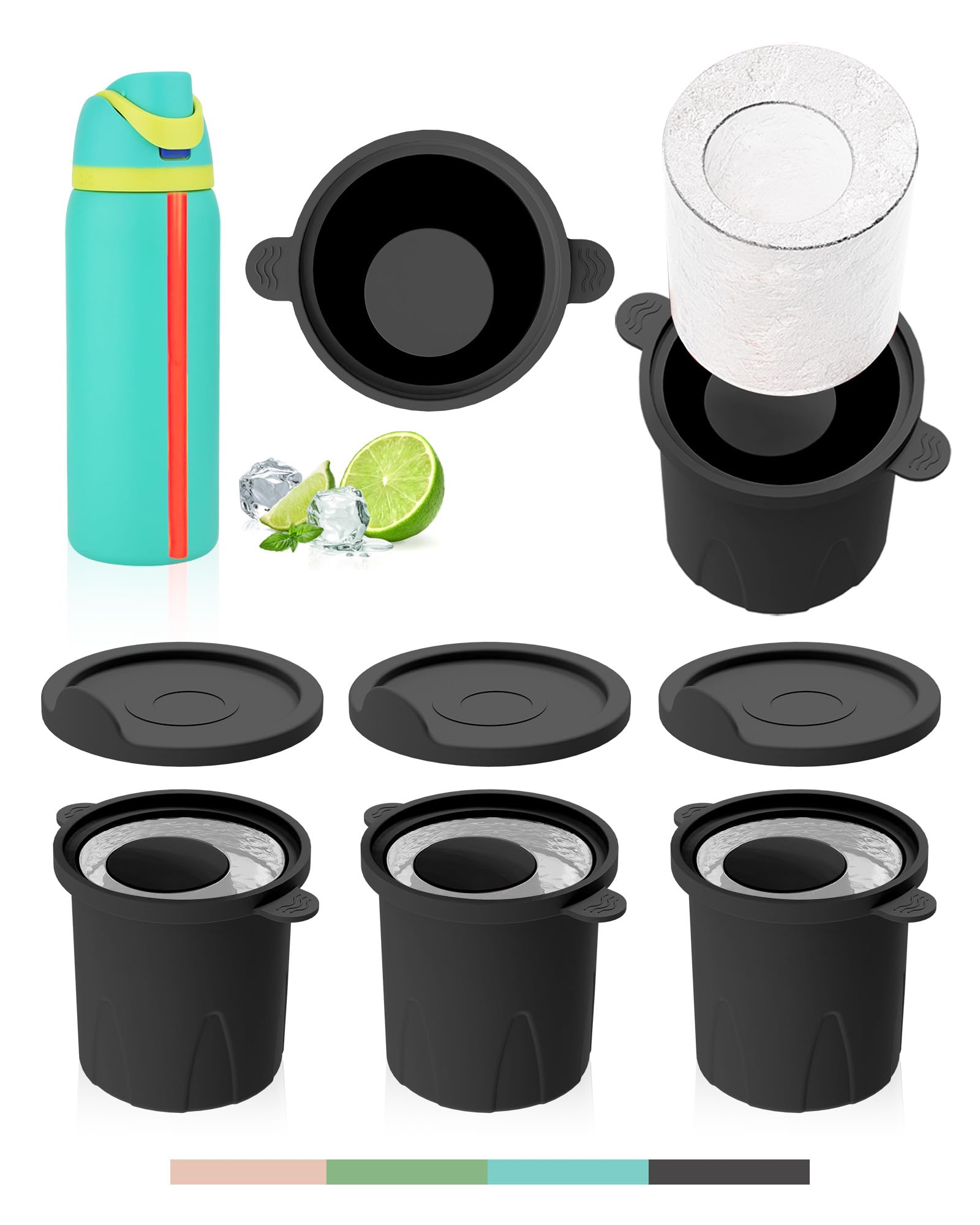 Ice Molds for Owala 24-40oz, Set of 3, Food-Grade Soft Silicone, No White Residue, Easy to Release, Straw Placement Compatible w