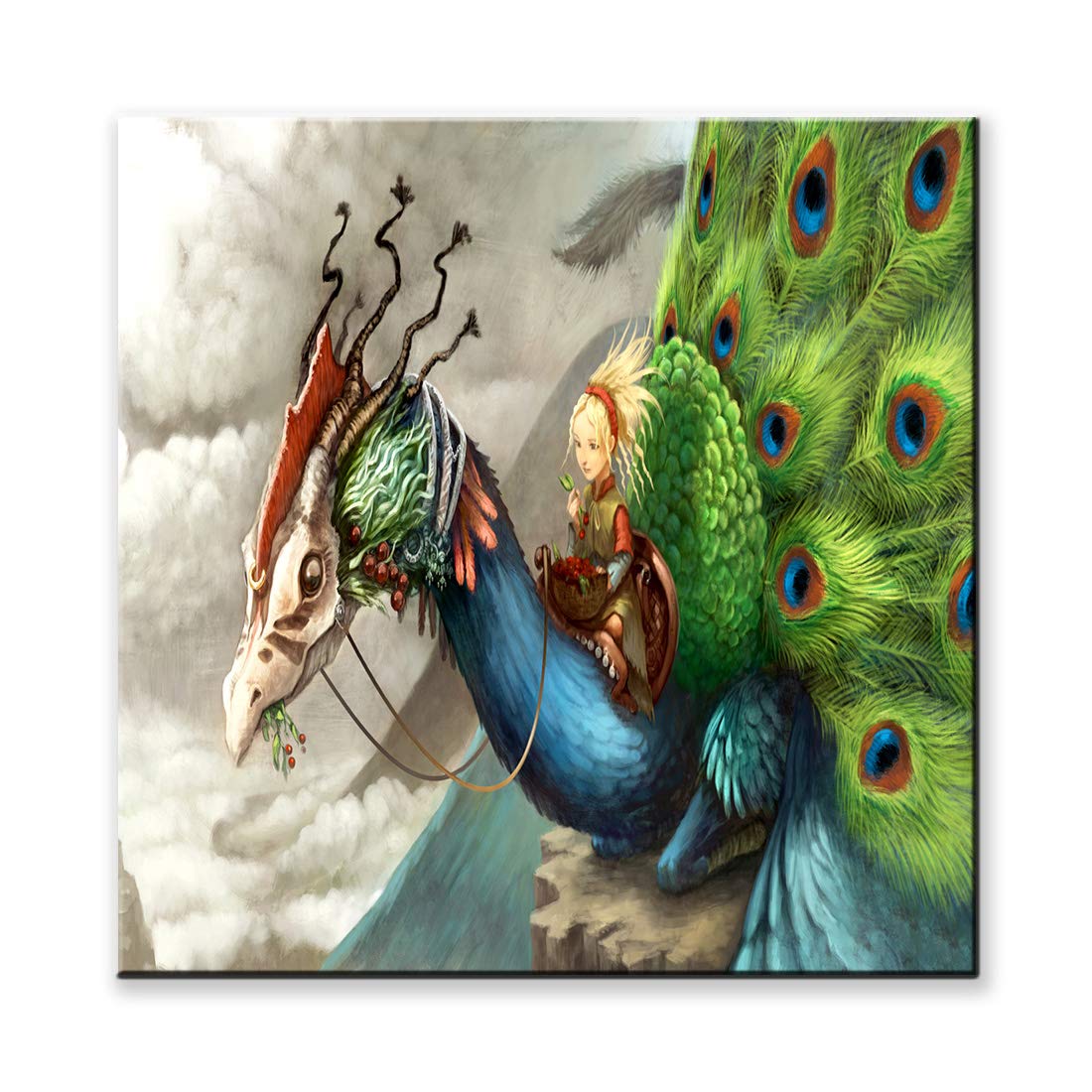 Pintura Beautiful Peacock Designer Canvas Painting Wall Art Home Decor Art Paint Unique Design Size (12 Inch X 12 Inch) Uv Textu