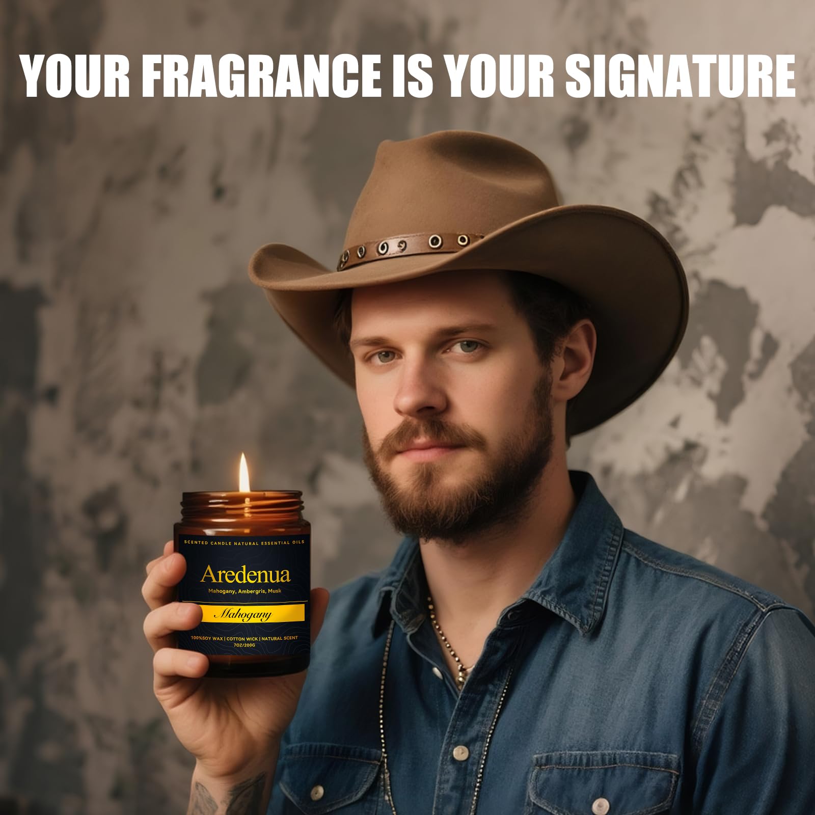 Vintage Leather Candle - Masculine Candles for Men, Soy Candles with Classic Leather Aroma, Long Lasting Manly Scented Candle fo