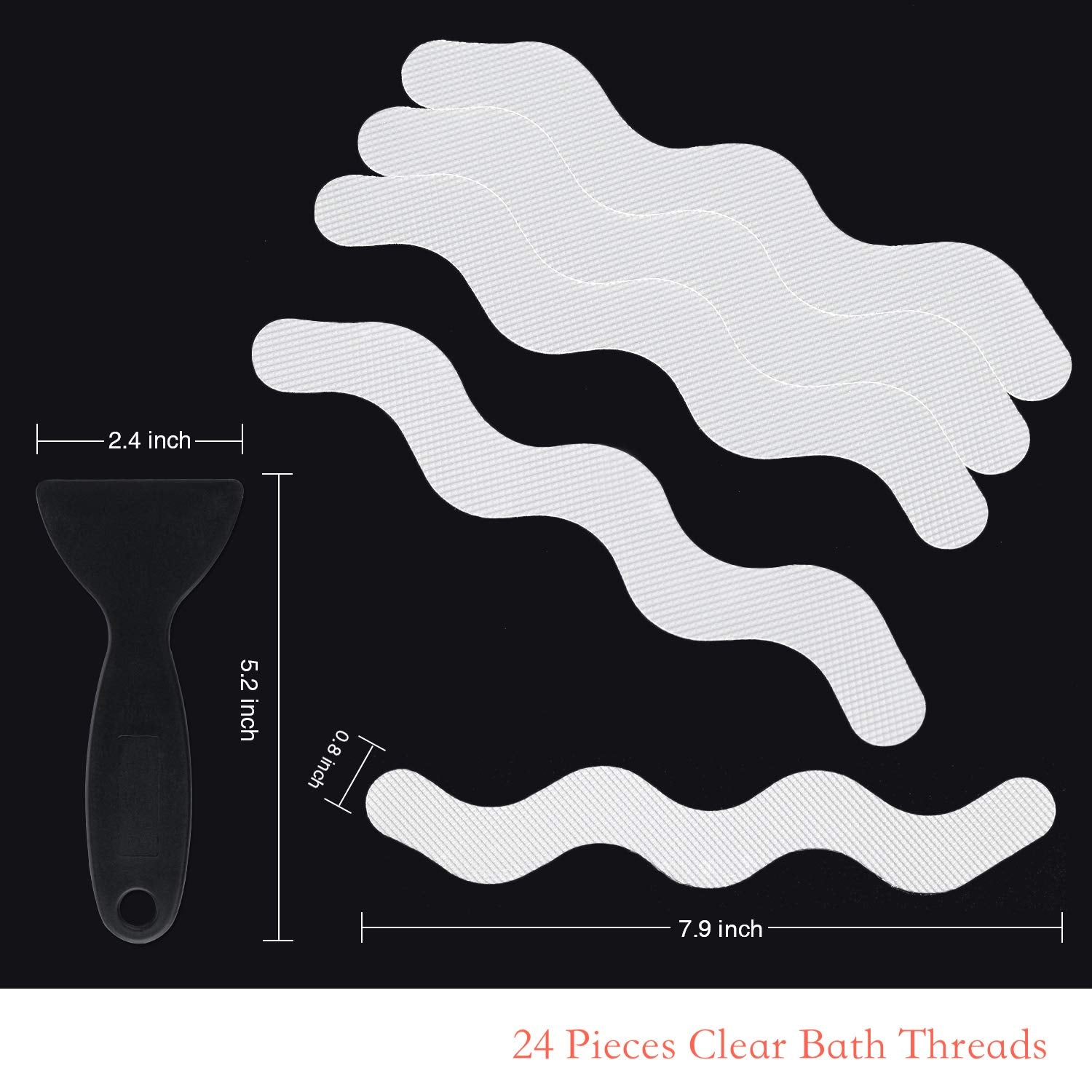 Secopad Patented Anti Slip Shower Stickers 24 PCS Safety Bathtub Strips Adhesive Decals with Premium Scraper for ?Bath Tub Shower Stairs Ladders Boats (White)