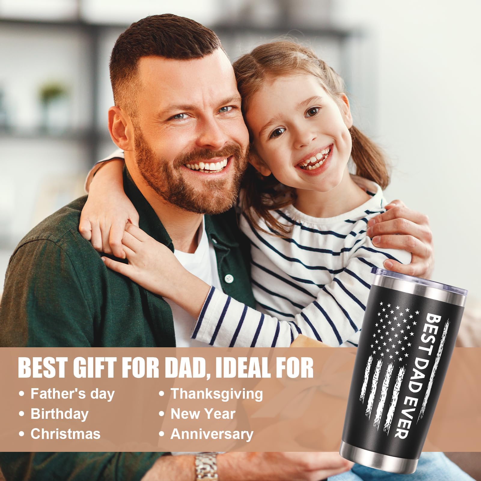 Fimibuke Christmas Gifts For Dad From Daughter, Son - 20 Oz Tumbler Gifts For Dad, Dad-In-Law, Father, Men - Favorite Child Best