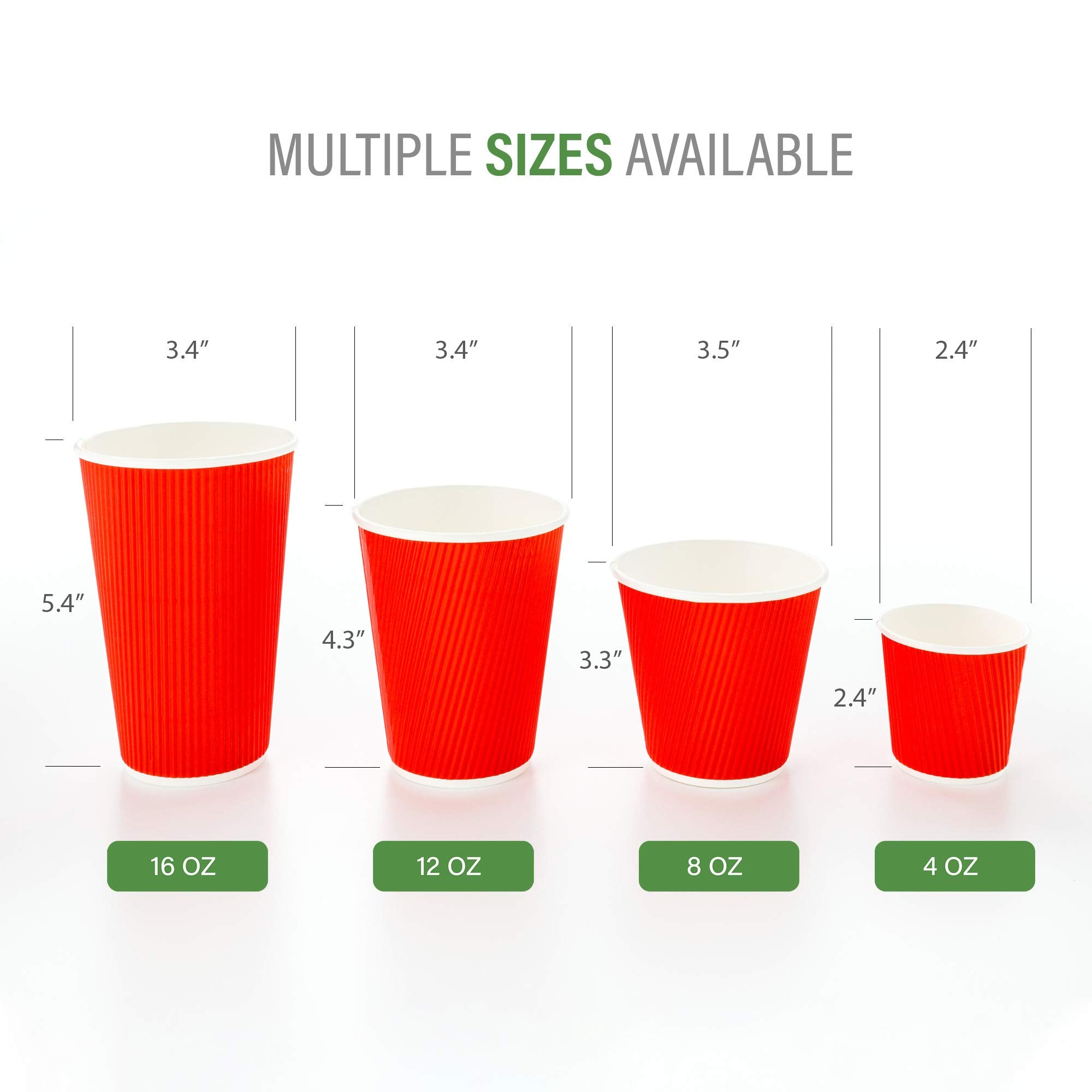 16 Ounce Paper Coffee Cups  25 Ripple Disposable Paper Cups - Leakproof  Recyclable  Red Paper Hot Cups  Insulated  Matching Lids Sold Separately - Restaurantware