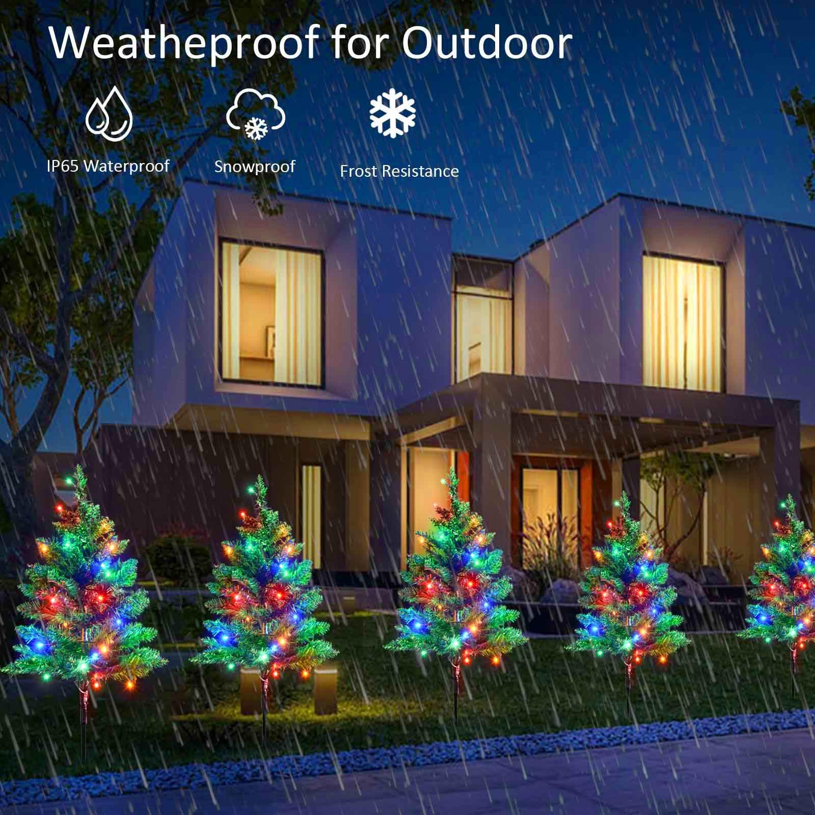 Windpnn Upgraded 6-Pack 120 LED Solar Christmas Garden Stake Lights, Outdoor Waterproof Solar Xmas Tree Yard Stake Christmas Pat