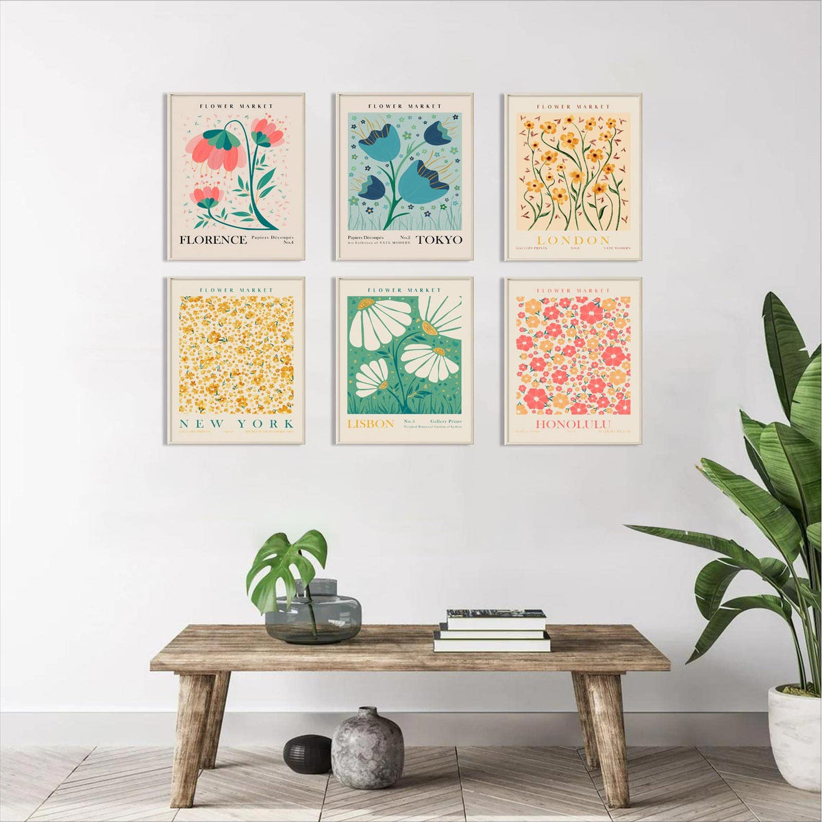 Flower Market Poster Set of 9 Abstract Flower Market Wall Art Prints V ...