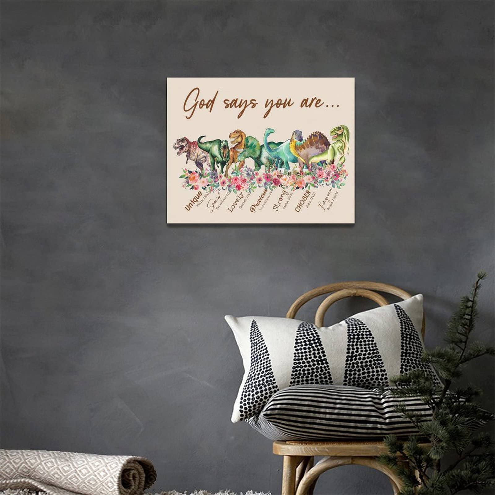 Cute Dinosaur Decor Wall Art For Kids Dinosaur God Says You Are Boy Girl Room Pictures Wall Decor Canvas Painting Prints Artwork